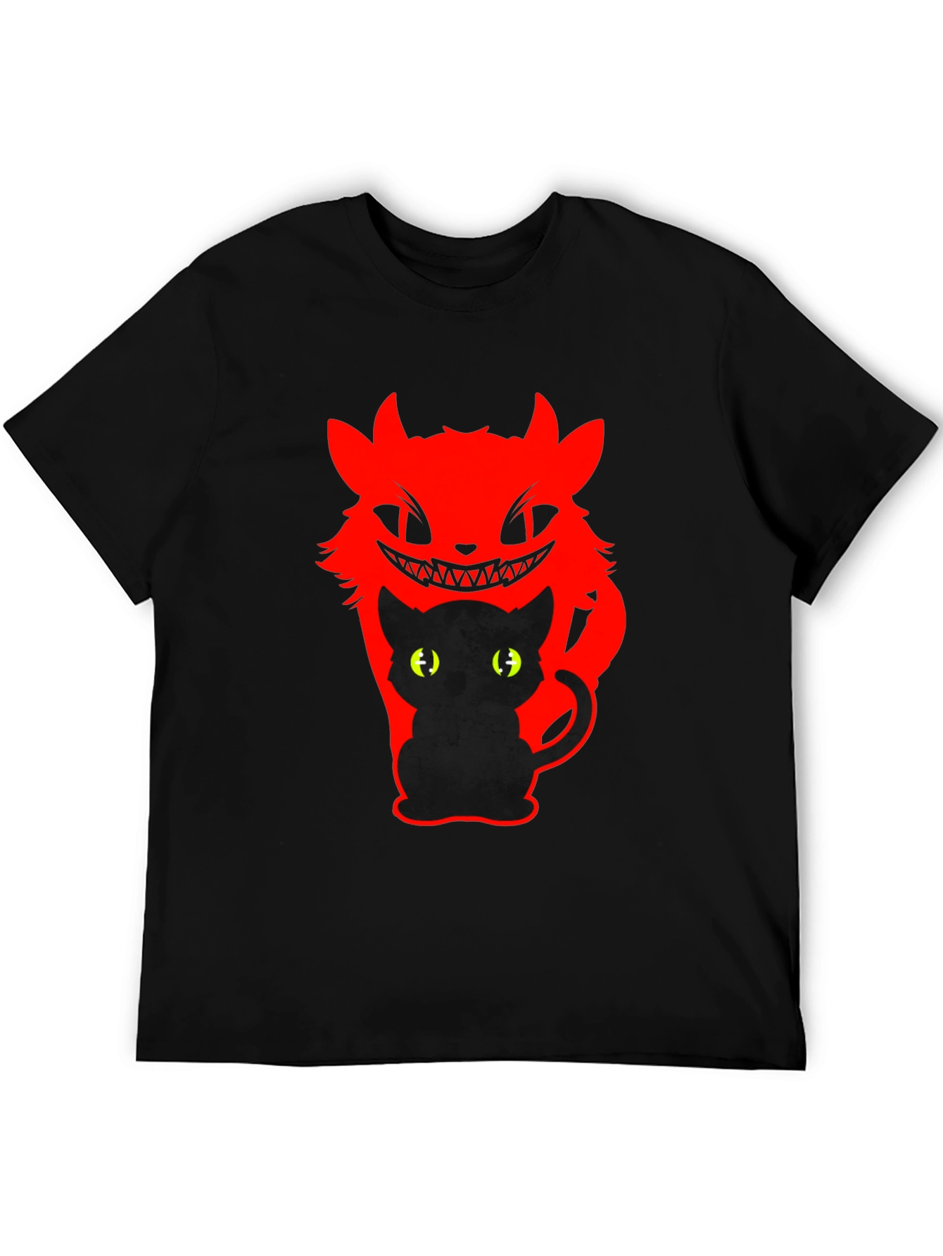 Mens Black Cat Devil Graphic T-Shirt