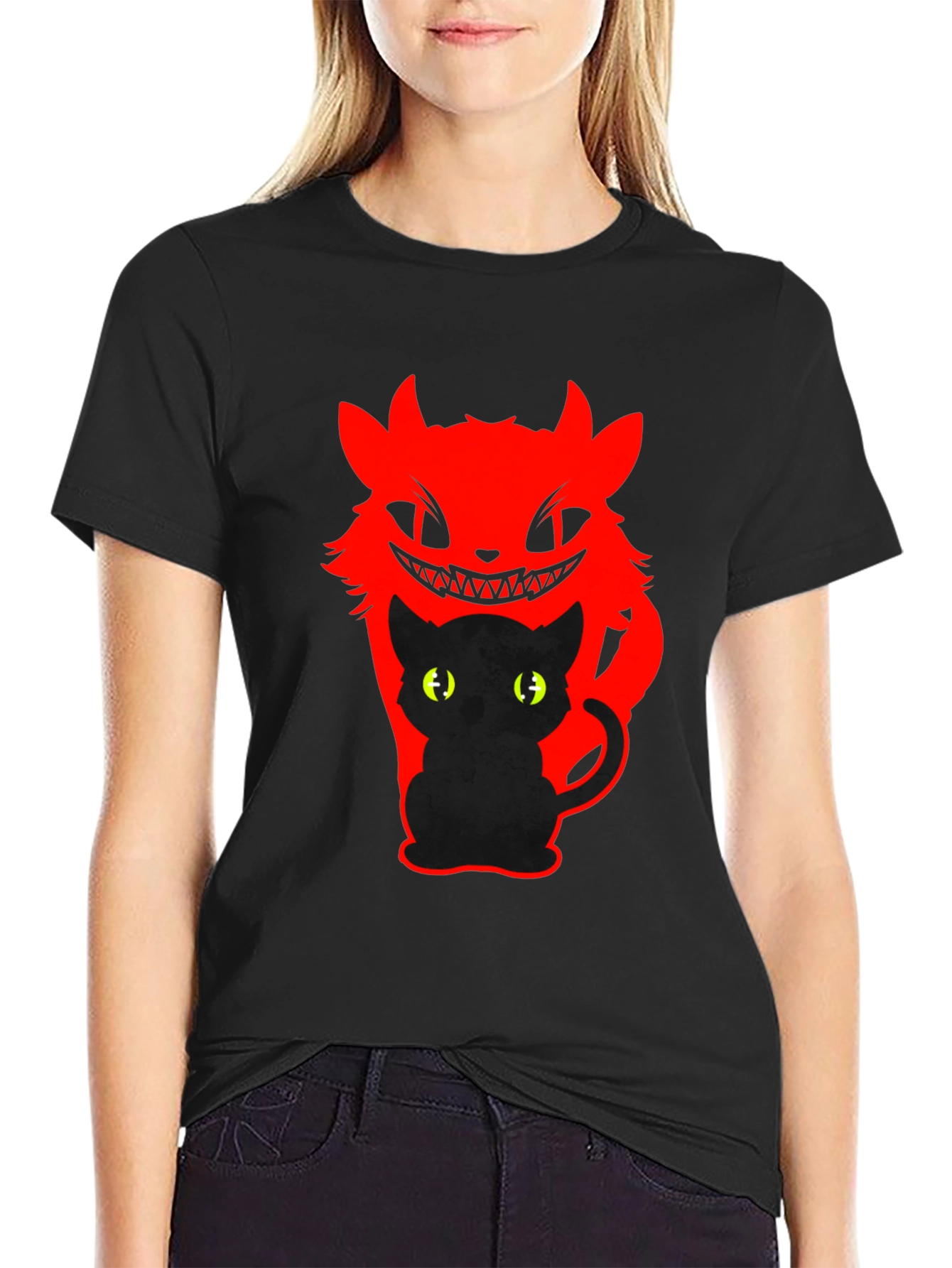 Mens Black Cat Devil Graphic T-Shirt