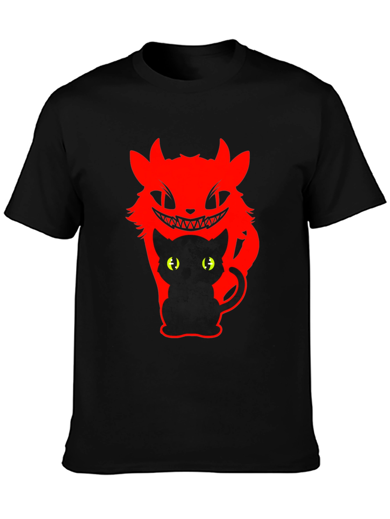 Mens Black Cat Devil Graphic T-Shirt
