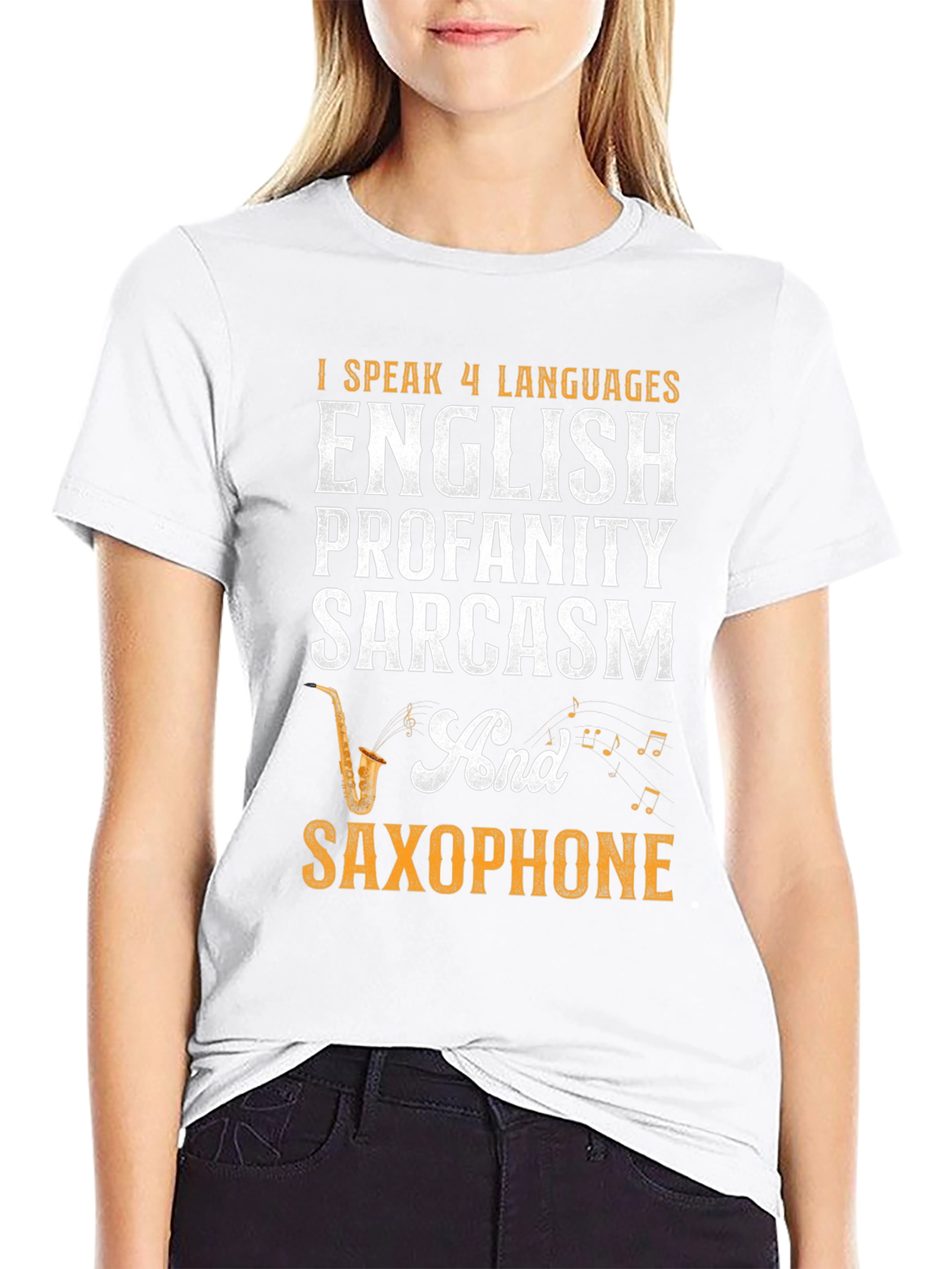 I Speak 4 Languages Funny Saxophone T-Shirt