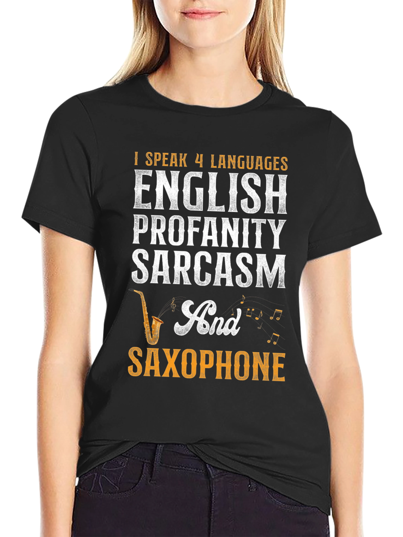 I Speak 4 Languages Funny Saxophone T-Shirt
