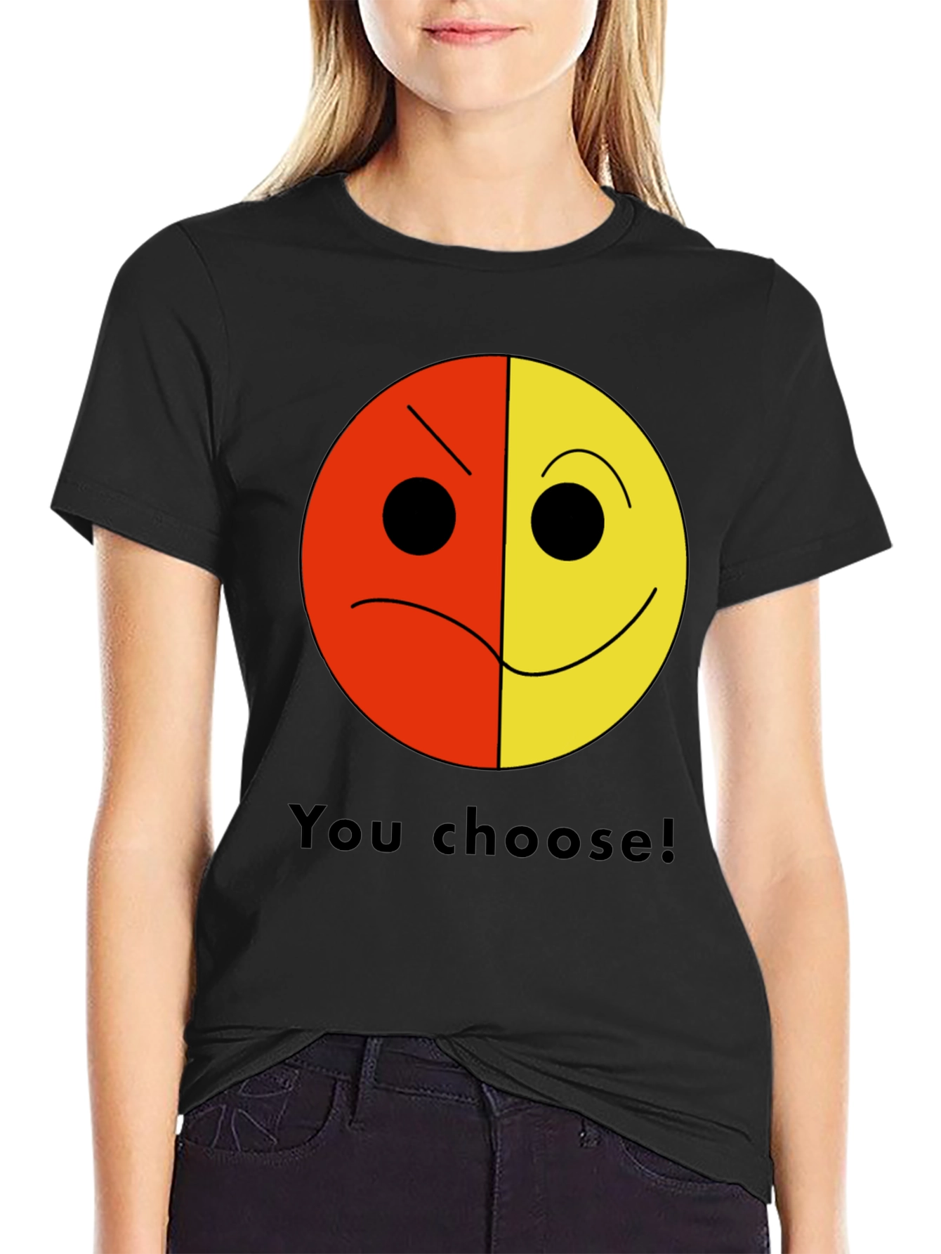 You Choose! Two-Faced Smiley Graphic T-Shirt