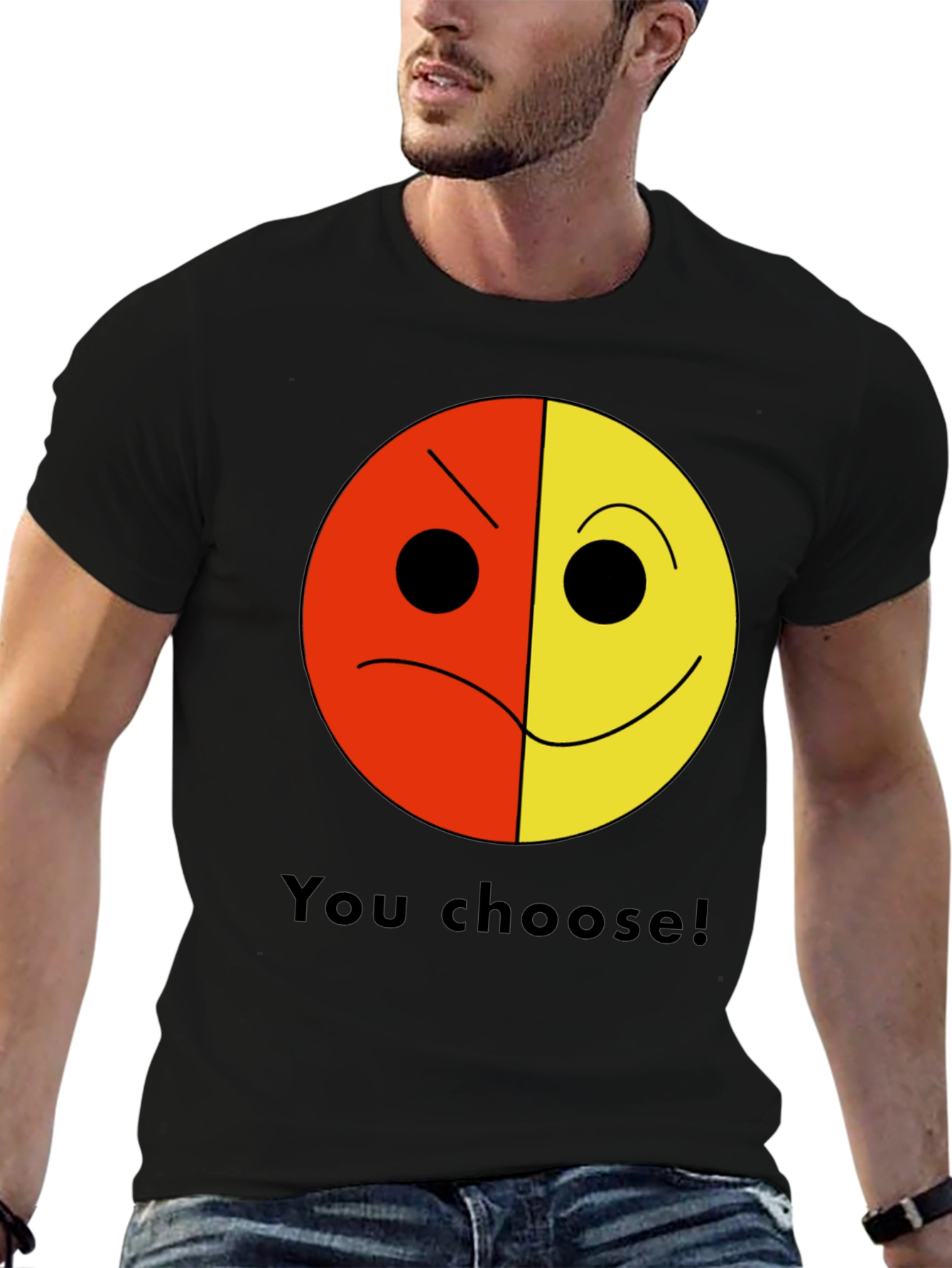 You Choose! Two-Faced Smiley Graphic T-Shirt