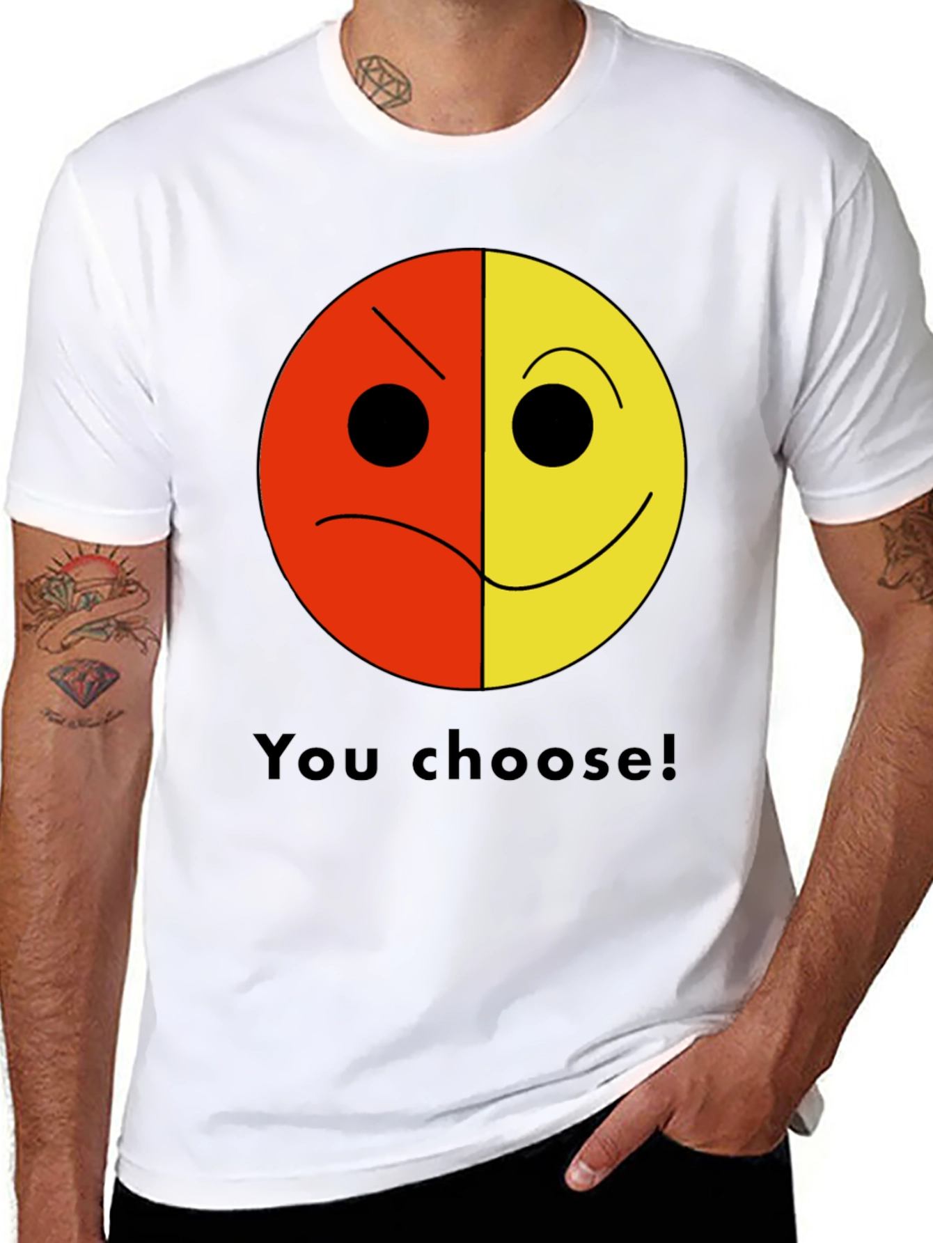 You Choose! Two-Faced Smiley Graphic T-Shirt