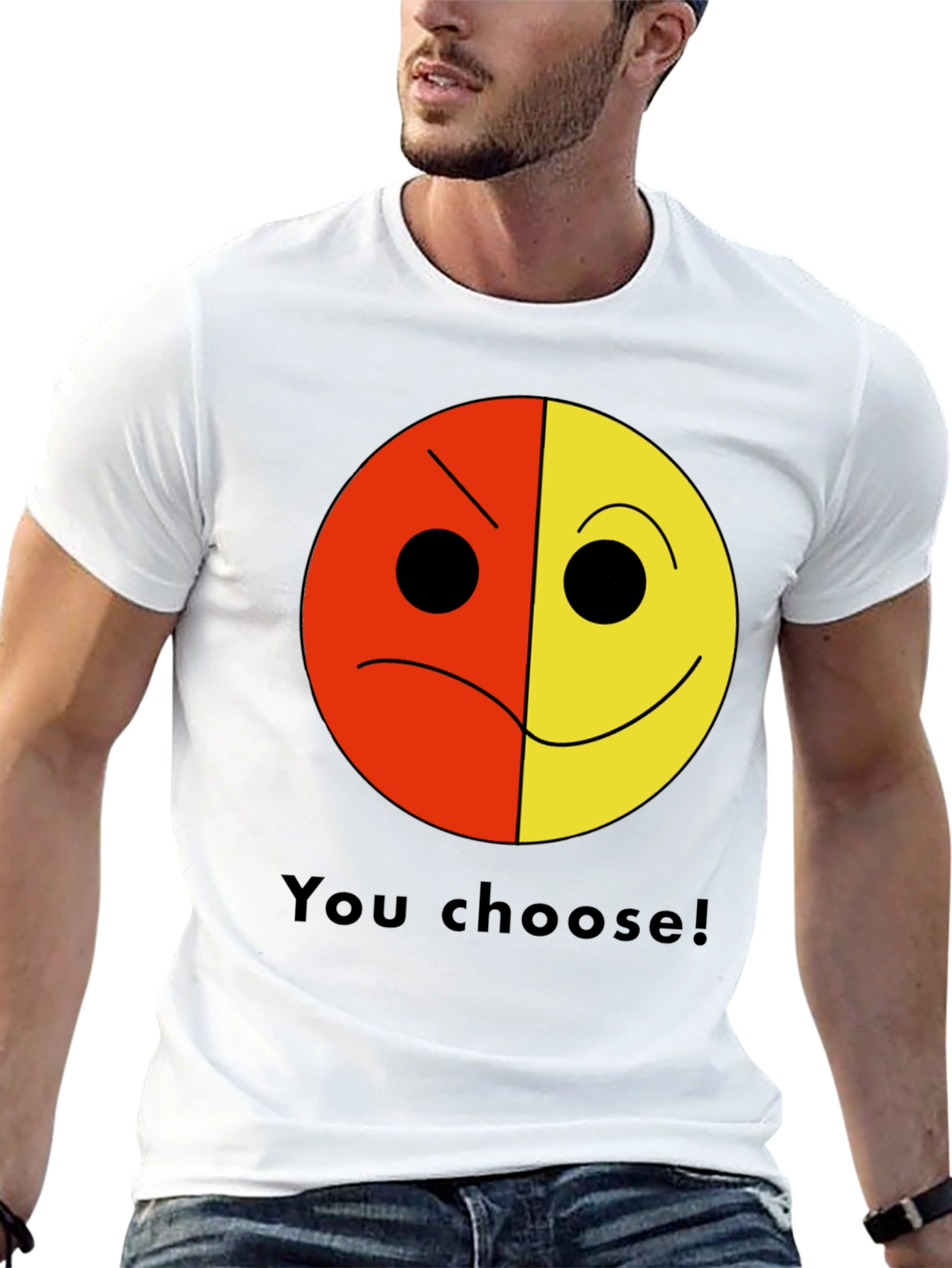 You Choose! Two-Faced Smiley Graphic T-Shirt