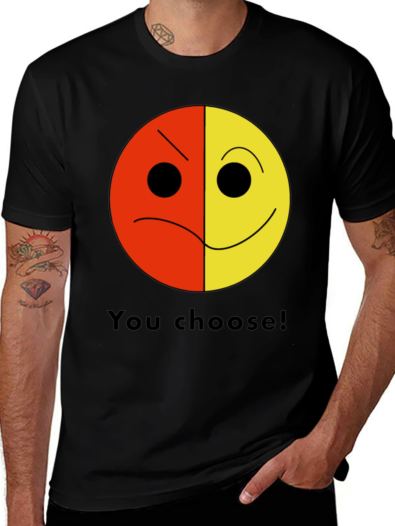 You Choose! Two-Faced Smiley Graphic T-Shirt