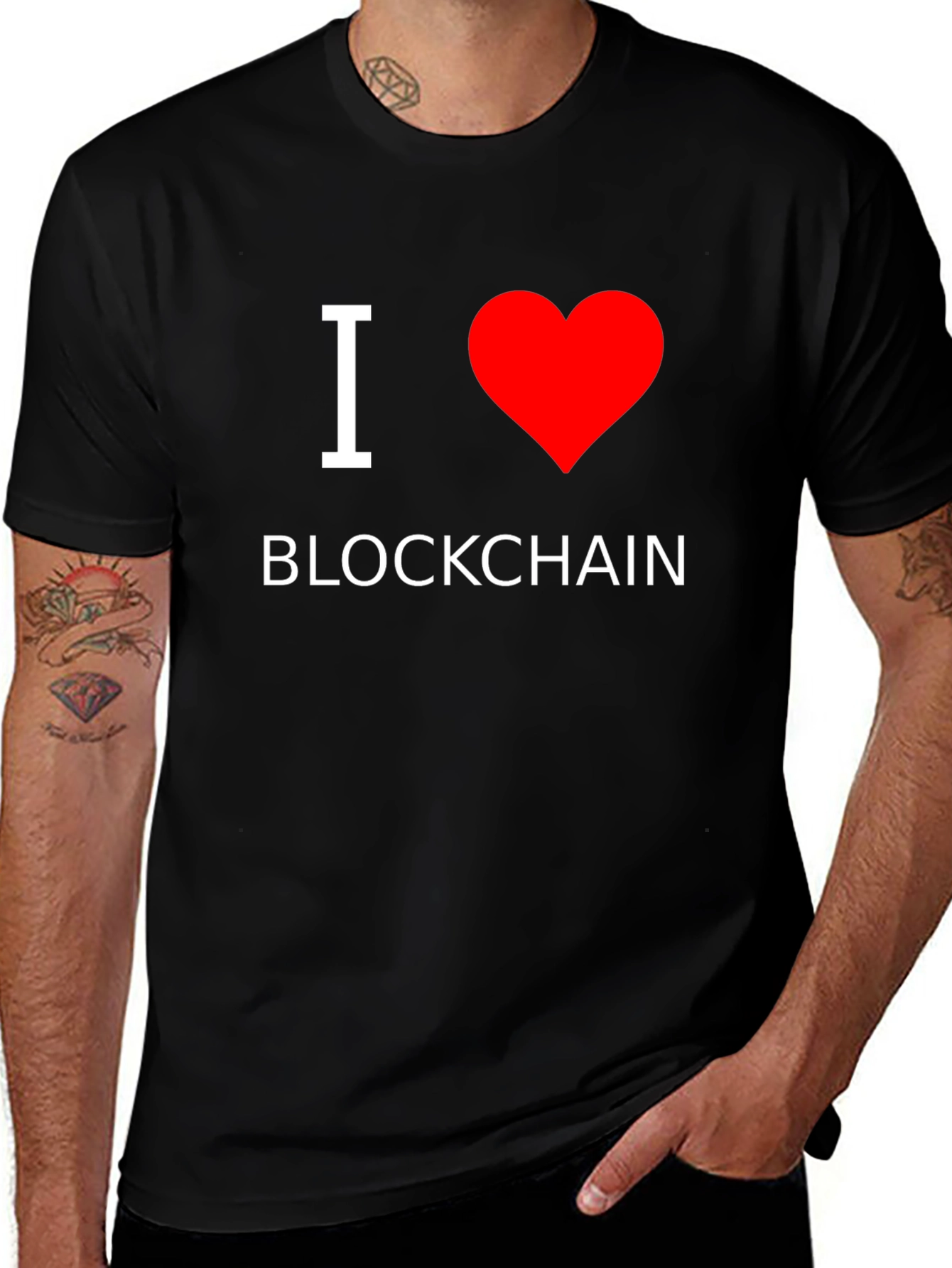I Heart Blockchain Black T-Shirt