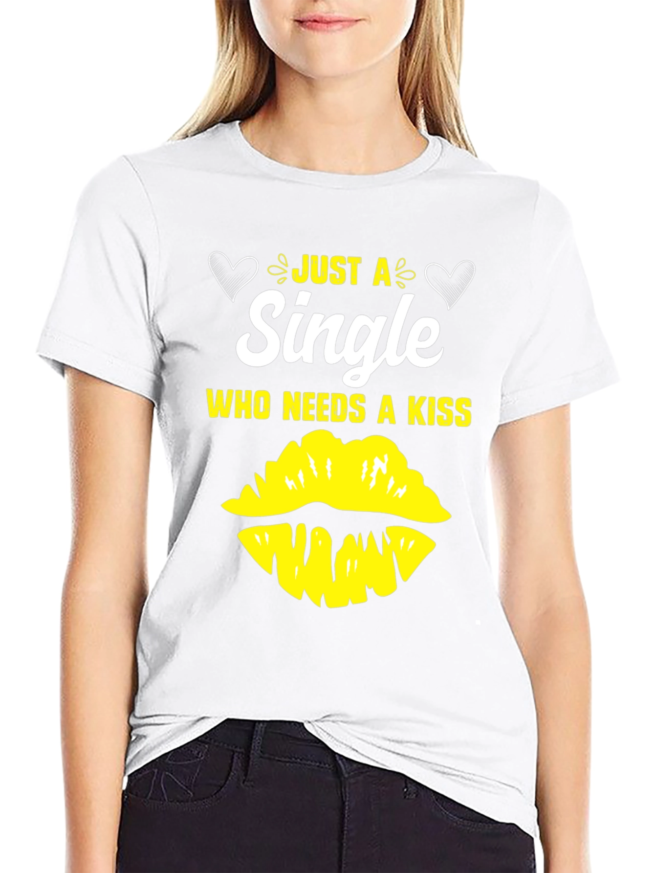 Single & Needs a Kiss Graphic Tee - Black