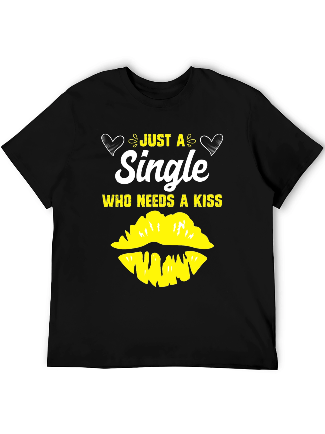 Single & Needs a Kiss Graphic Tee - Black