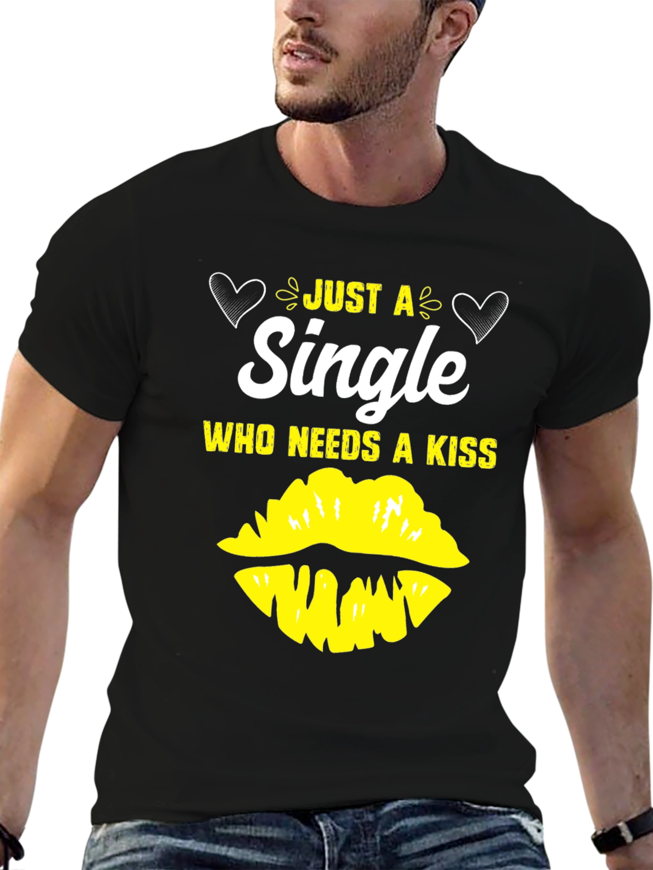 Single & Needs a Kiss Graphic Tee - Black