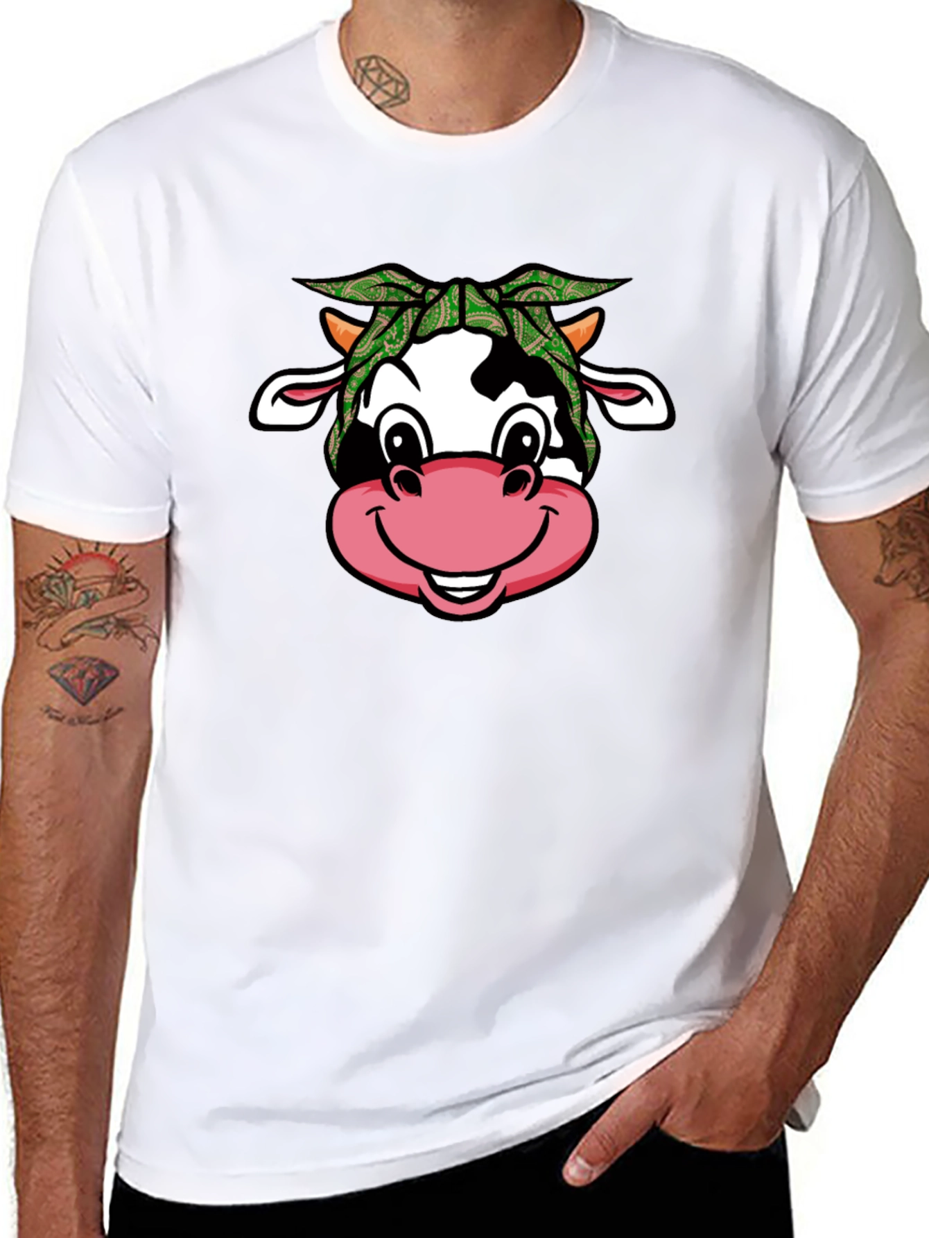 Cow Bandana T-Shirt - Cute Animal Graphic Tee