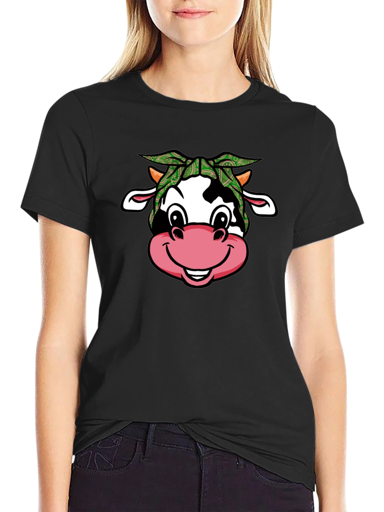 Cow Bandana T-Shirt - Cute Animal Graphic Tee
