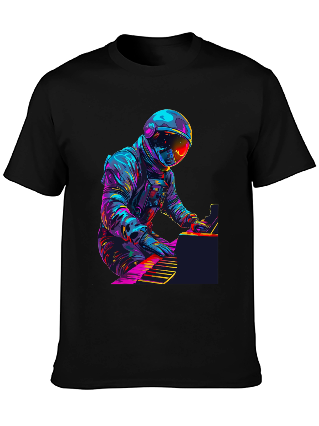 Astronaut Pianist Graphic Tee - Black