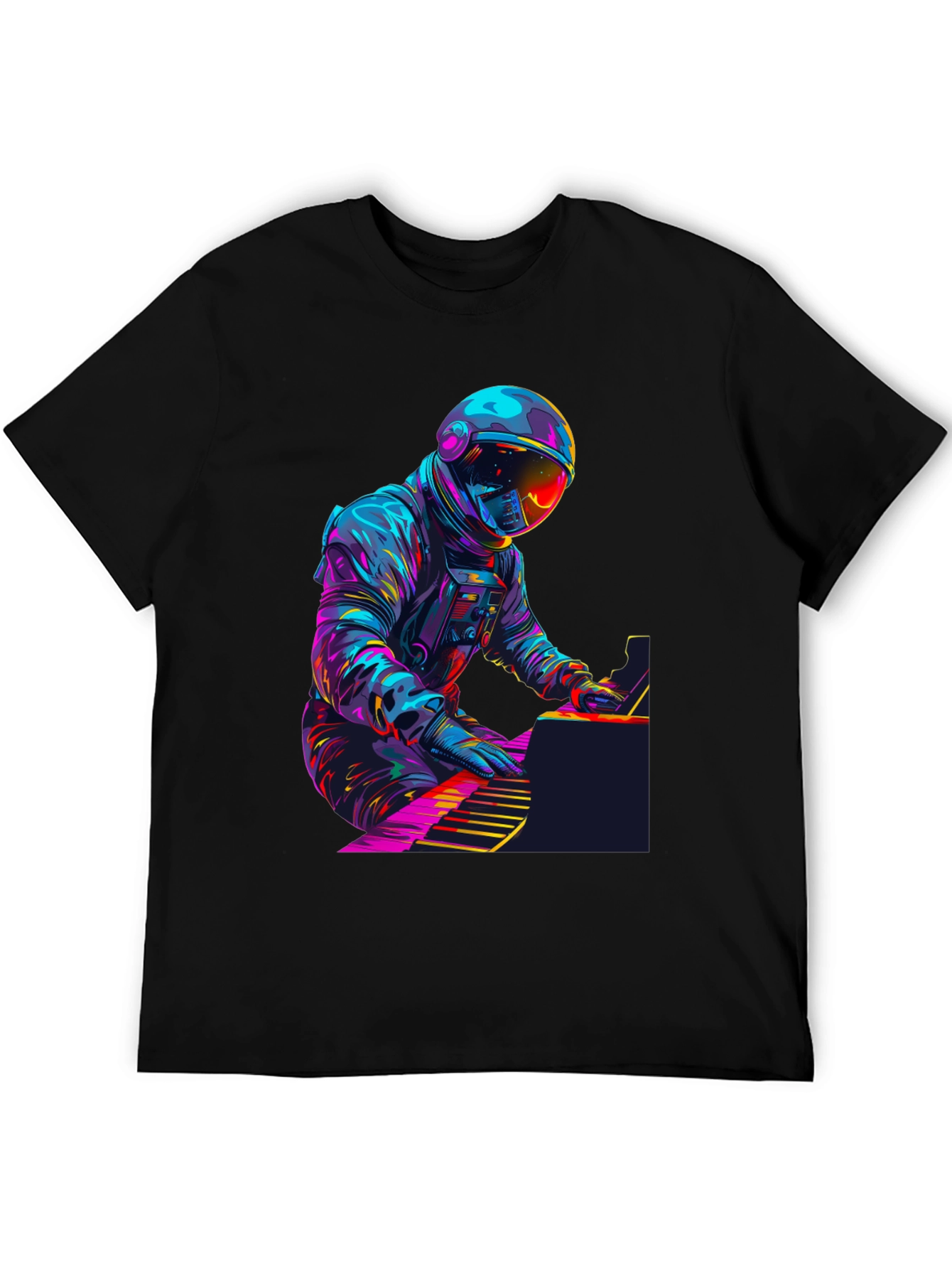 Astronaut Pianist Graphic Tee - Black