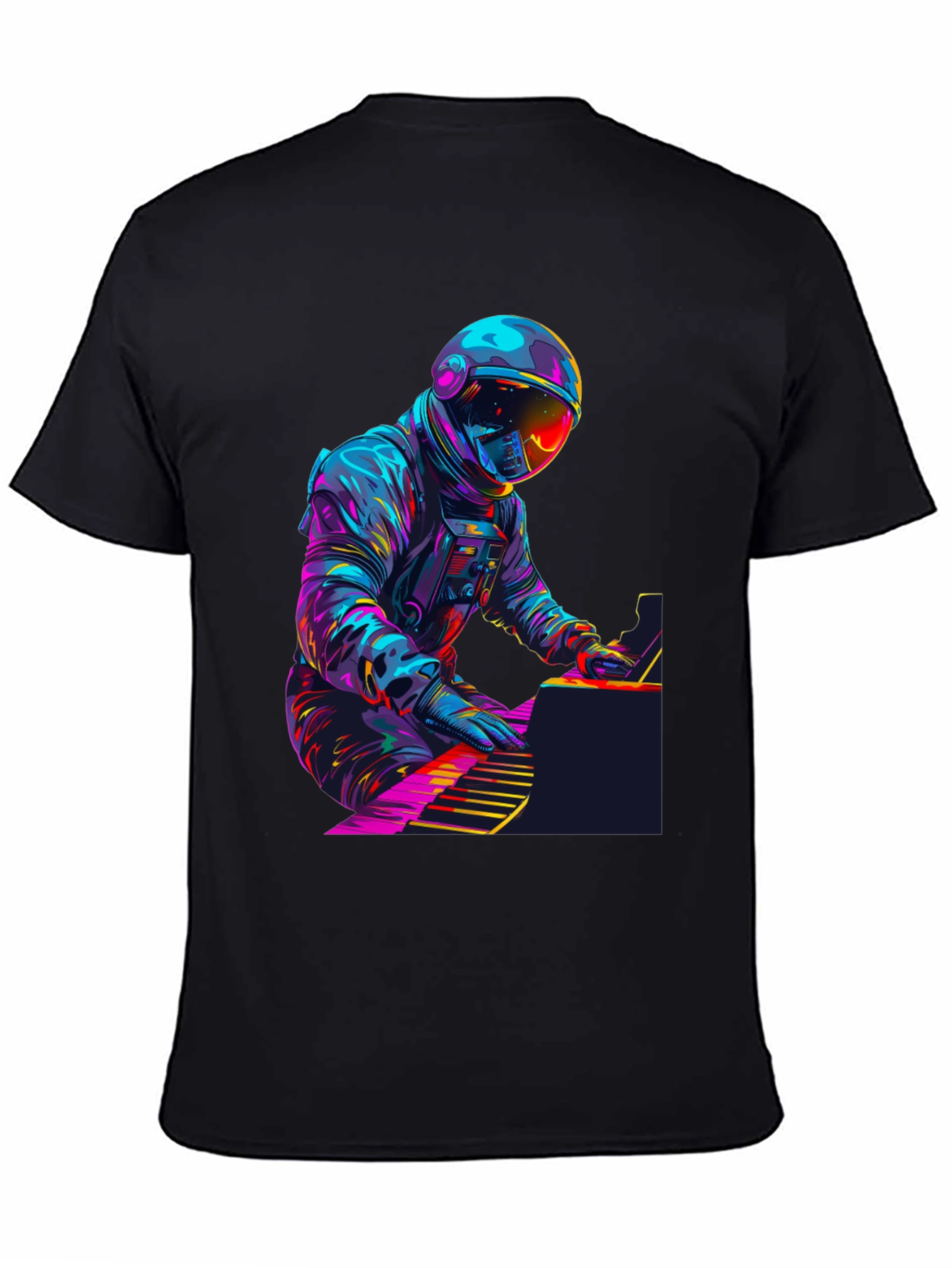 Astronaut Pianist Graphic Tee - Black