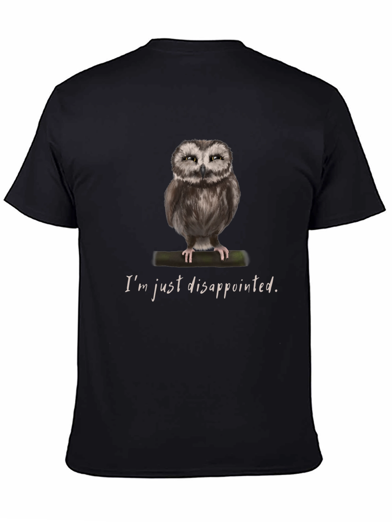 Disappointed Owl Graphic Tee - Unique Design Soft Cotton
