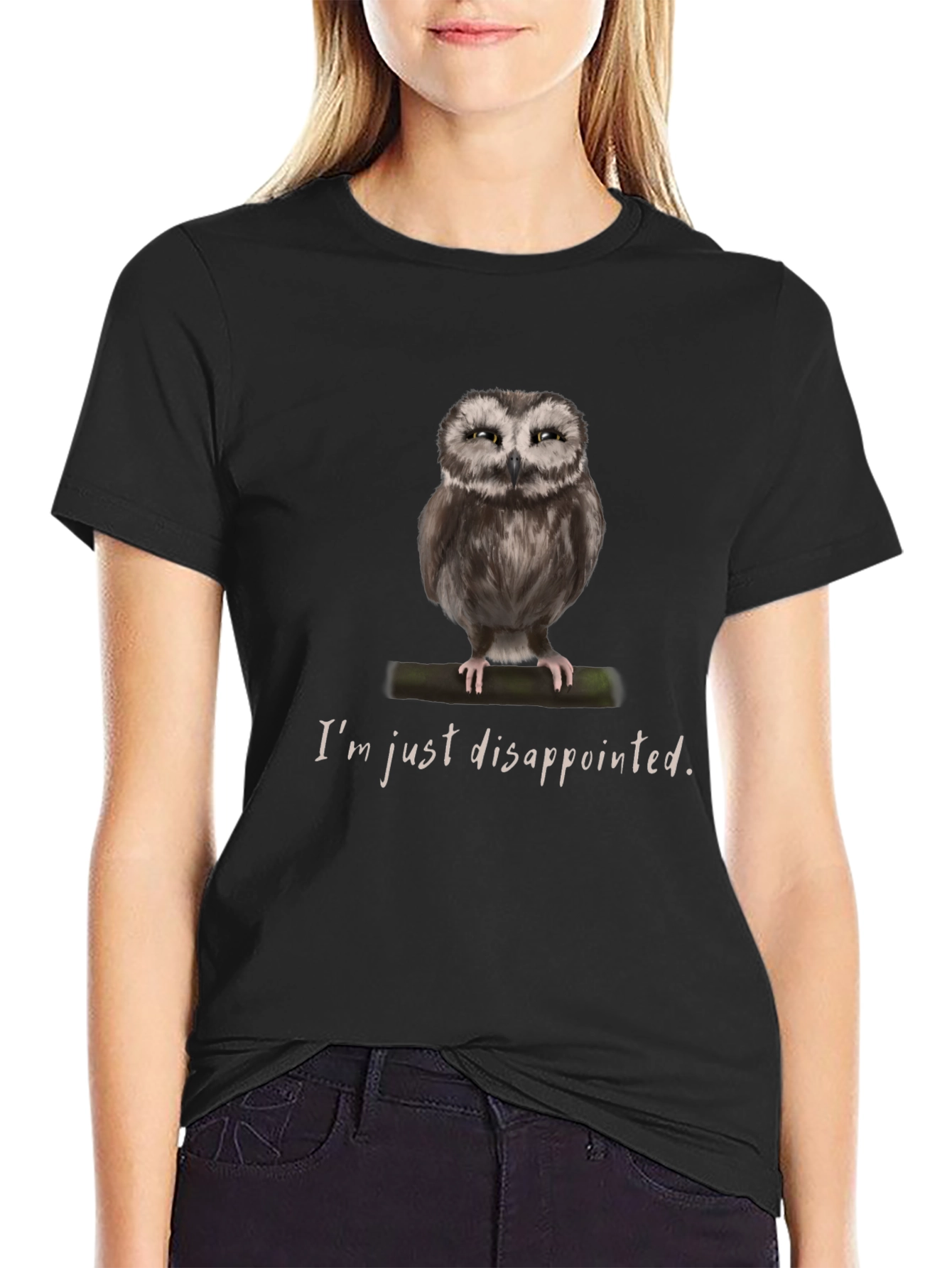 Disappointed Owl Graphic Tee - Unique Design Soft Cotton