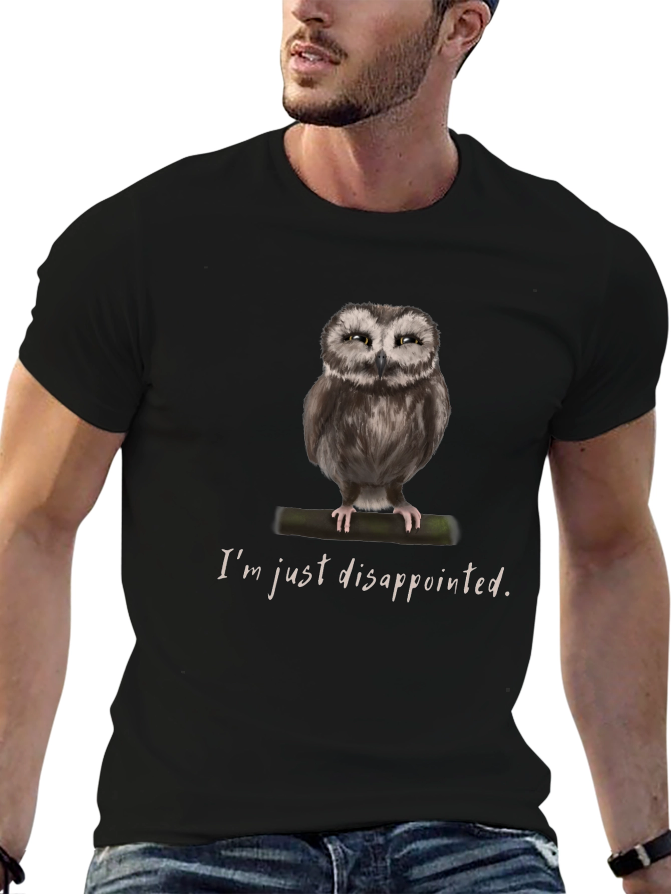 Disappointed Owl Graphic Tee - Unique Design Soft Cotton