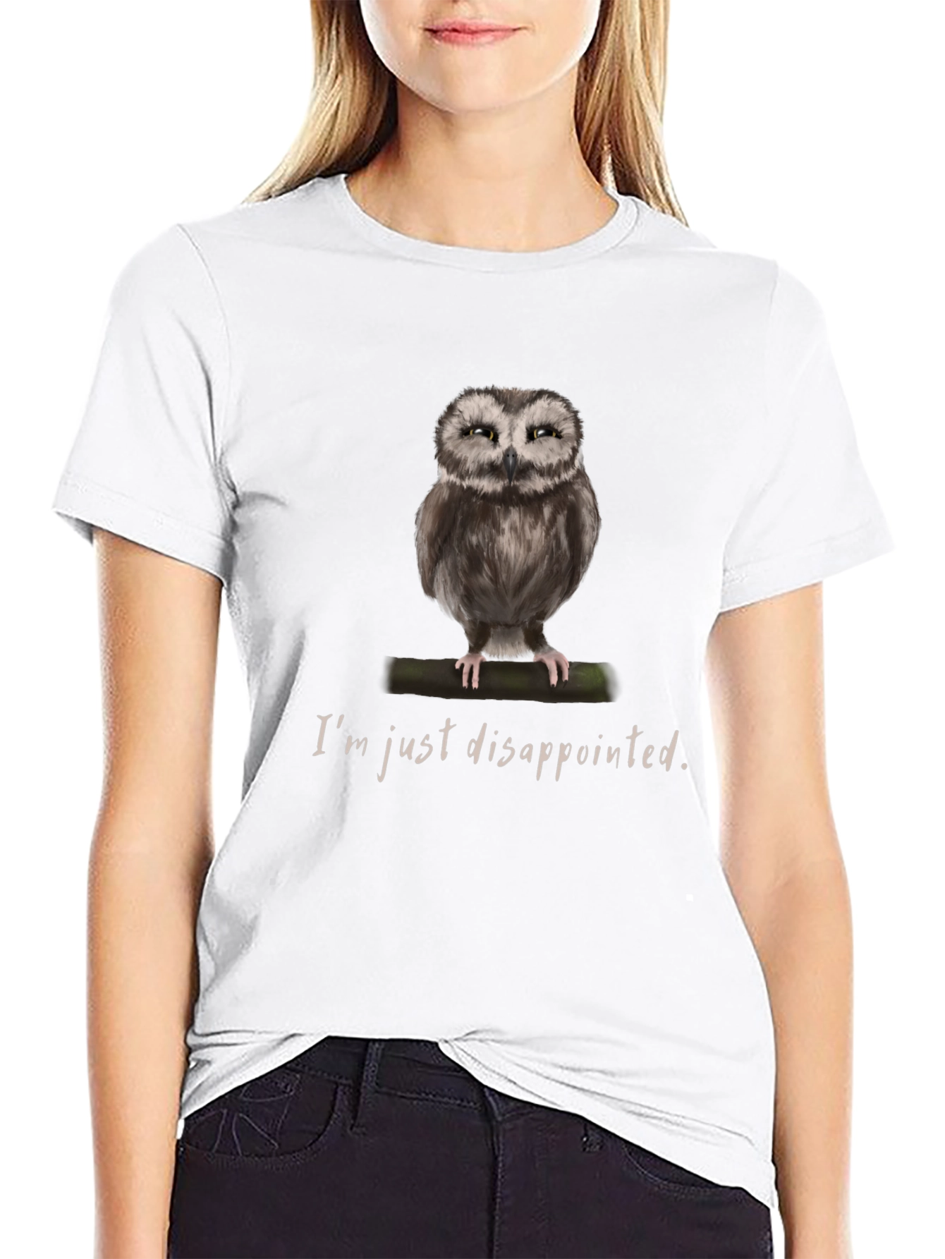 Disappointed Owl Graphic Tee - Unique Design Soft Cotton