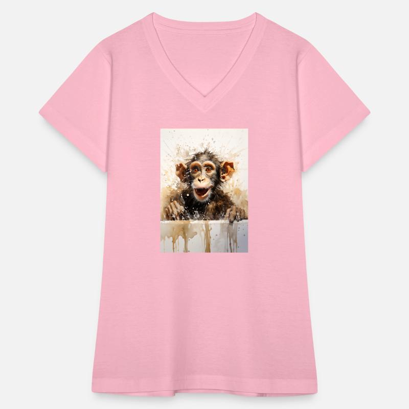 Monkey in bathtub. Funny animal art