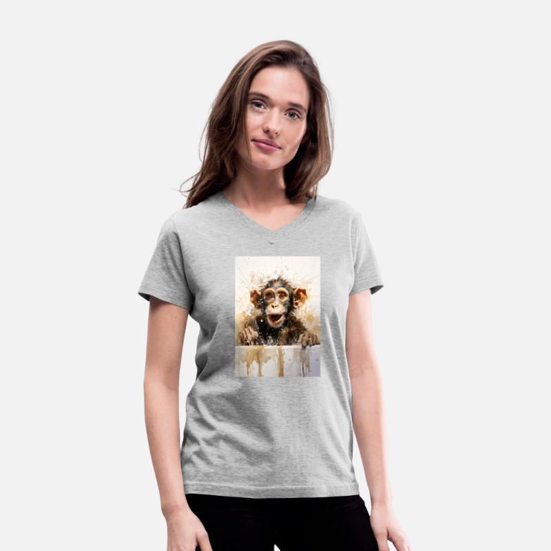 Monkey in bathtub. Funny animal art