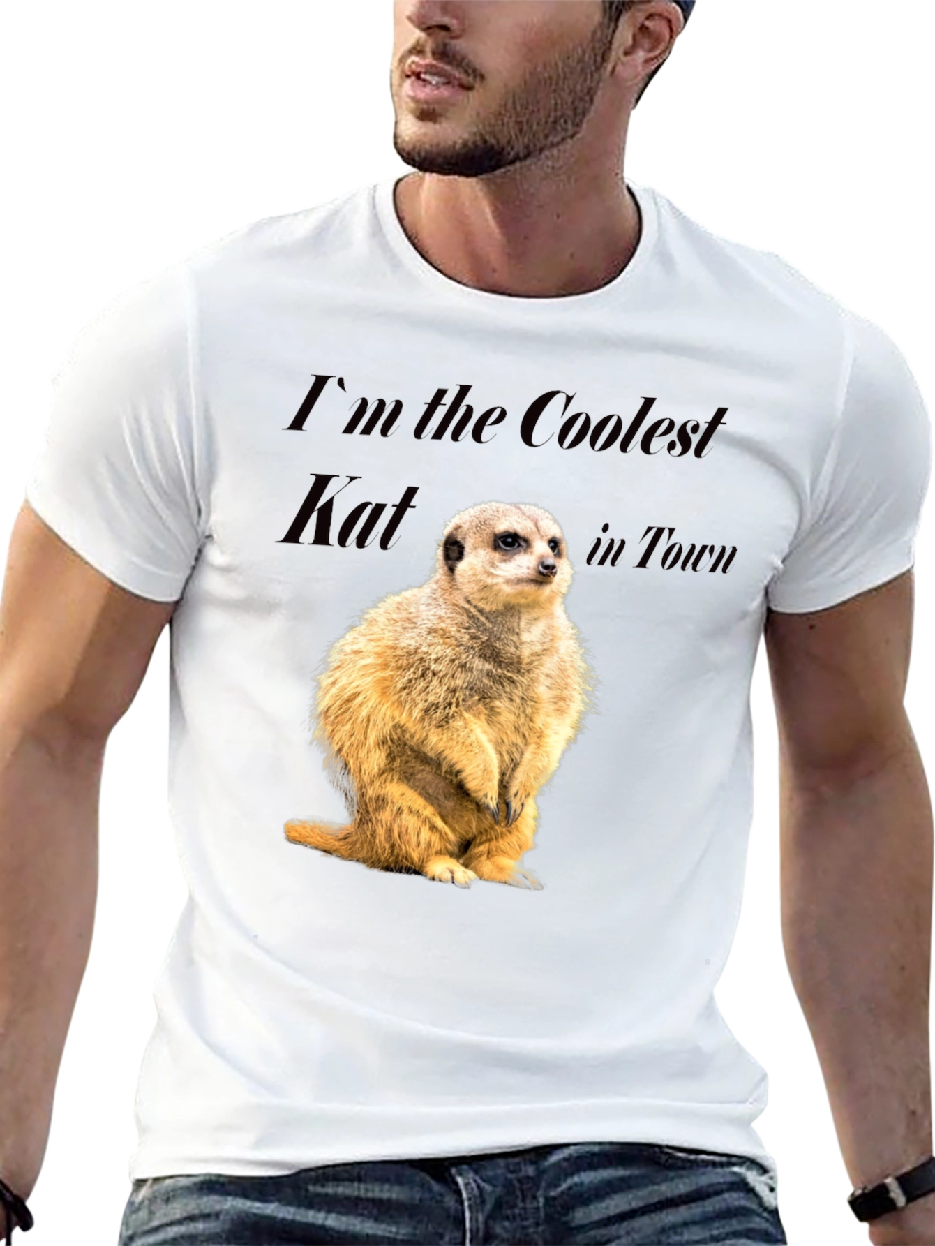 Coolest Kat Meerkat Graphic Tee - Black