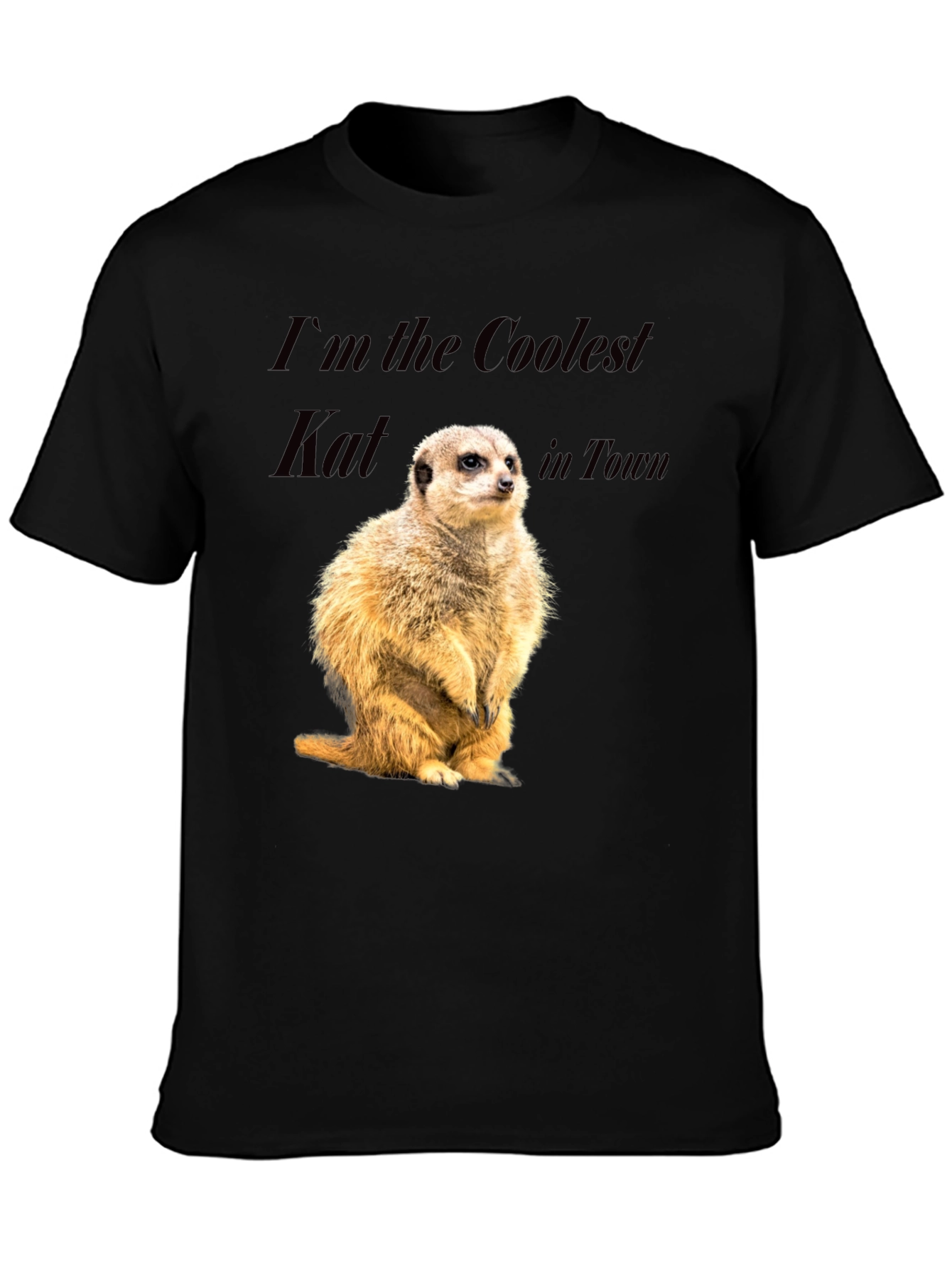 Coolest Kat Meerkat Graphic Tee - Black
