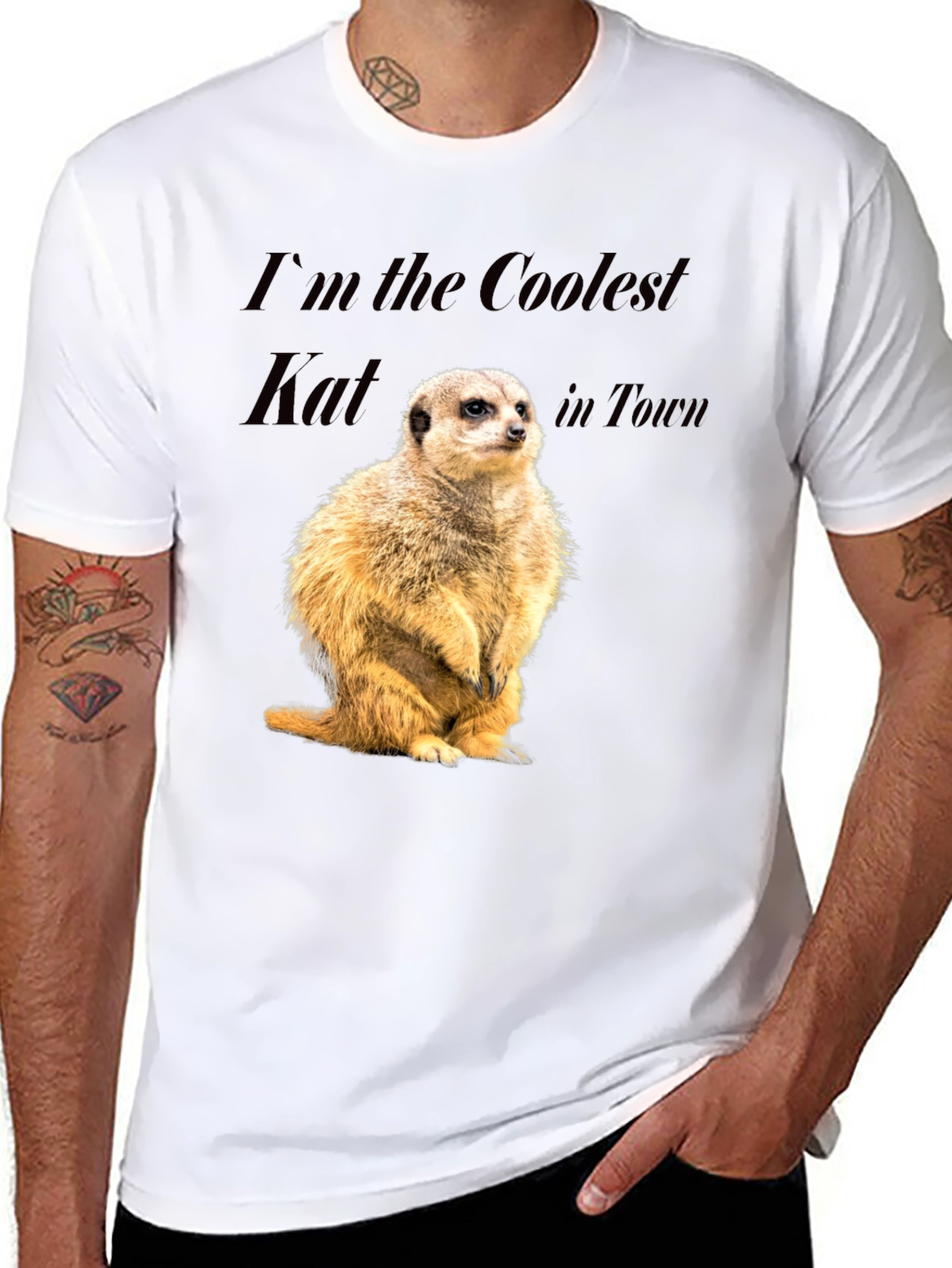 Coolest Kat Meerkat Graphic Tee - Black
