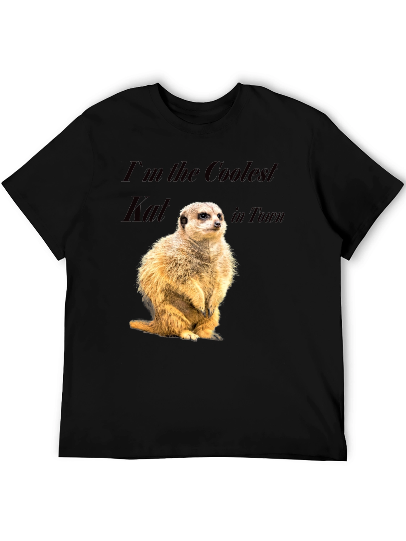 Coolest Kat Meerkat Graphic Tee - Black