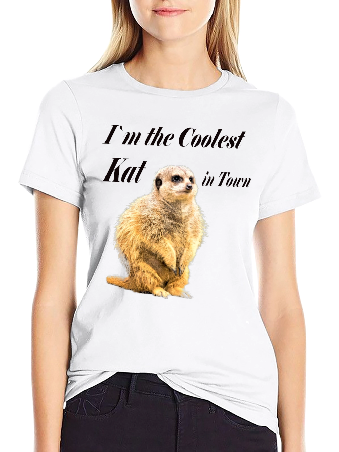 Coolest Kat Meerkat Graphic Tee - Black