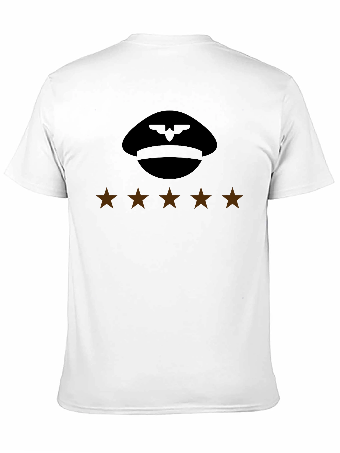 Pilot Hat & 5 Star Rating Black T-Shirt
