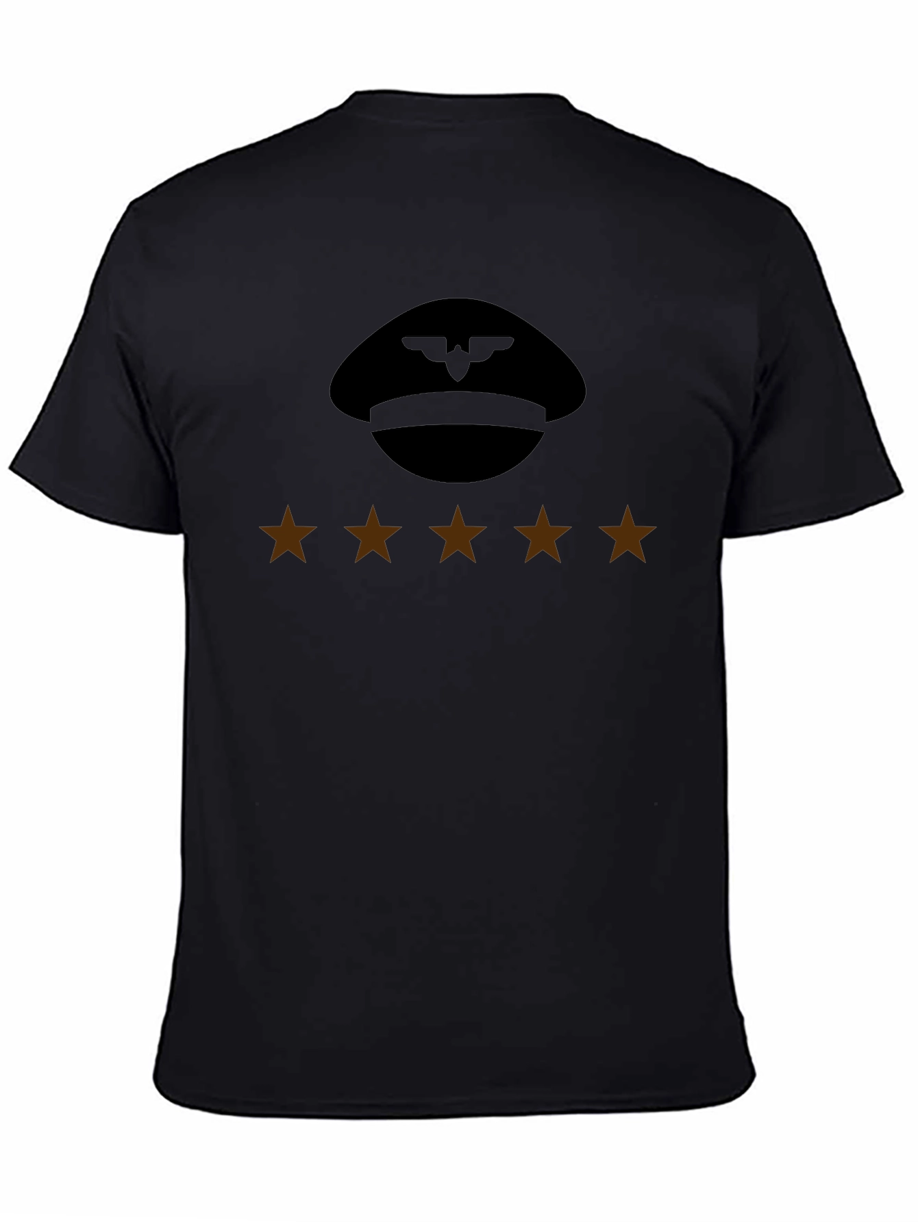 Pilot Hat & 5 Star Rating Black T-Shirt