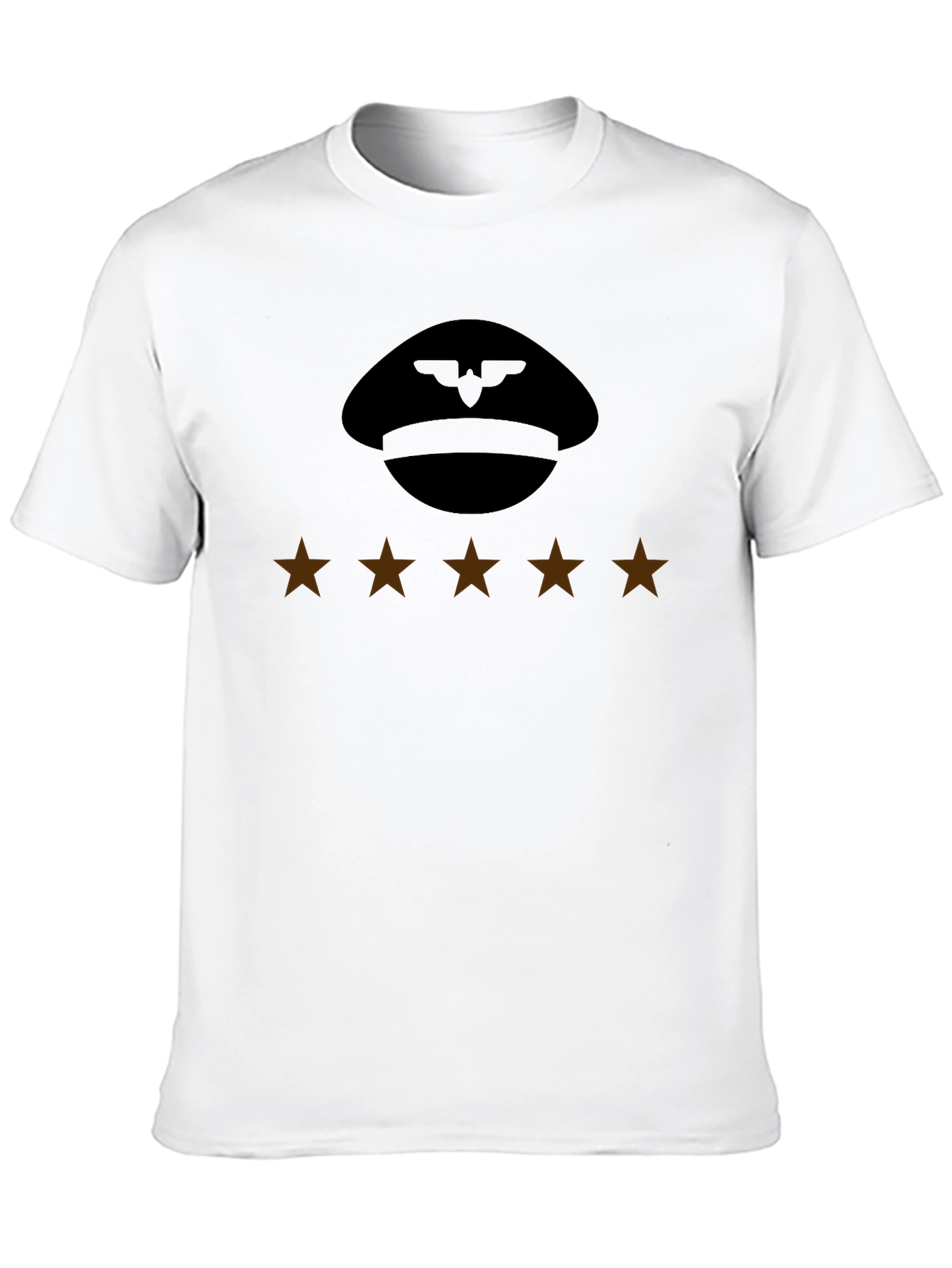 Pilot Hat & 5 Star Rating Black T-Shirt
