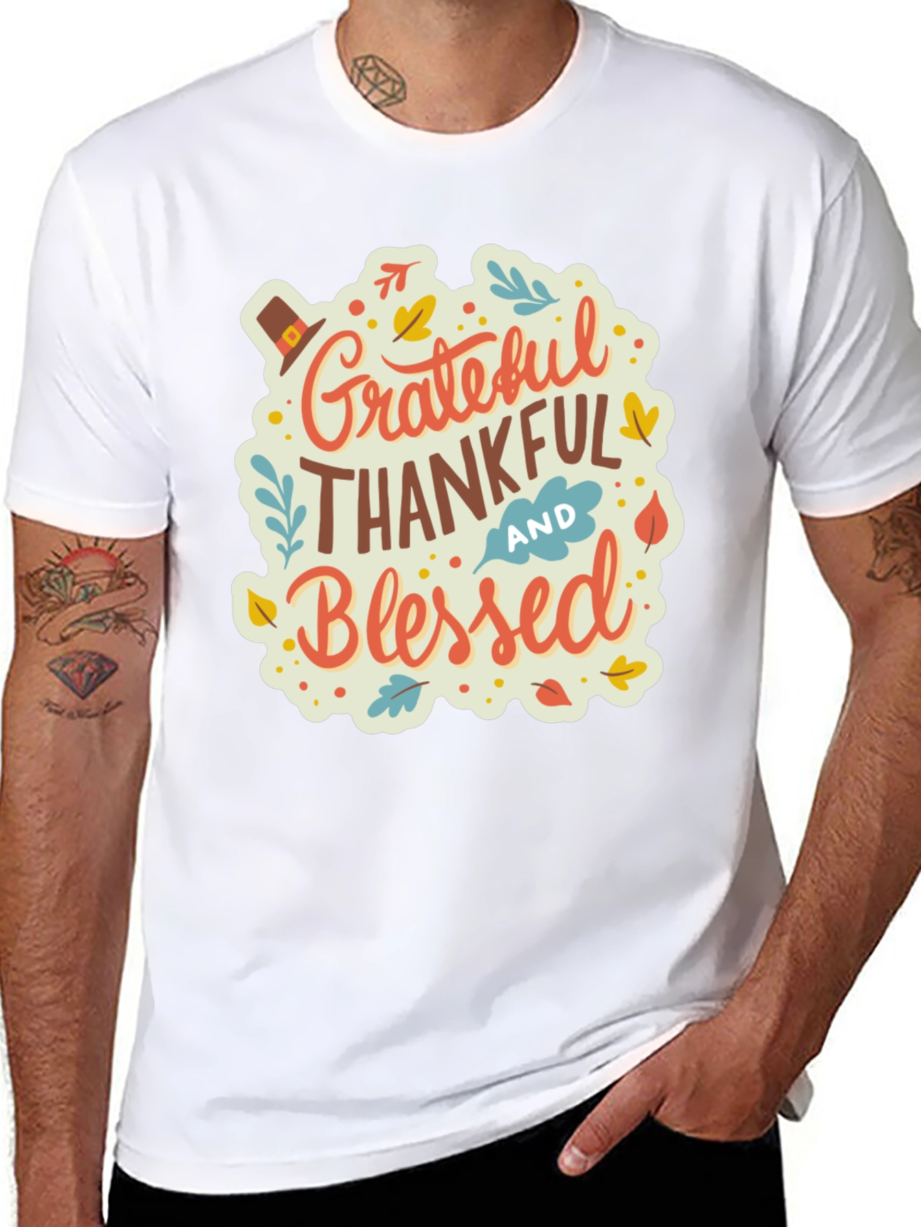 Grateful Thankful Blessed Thanksgiving T-Shirt