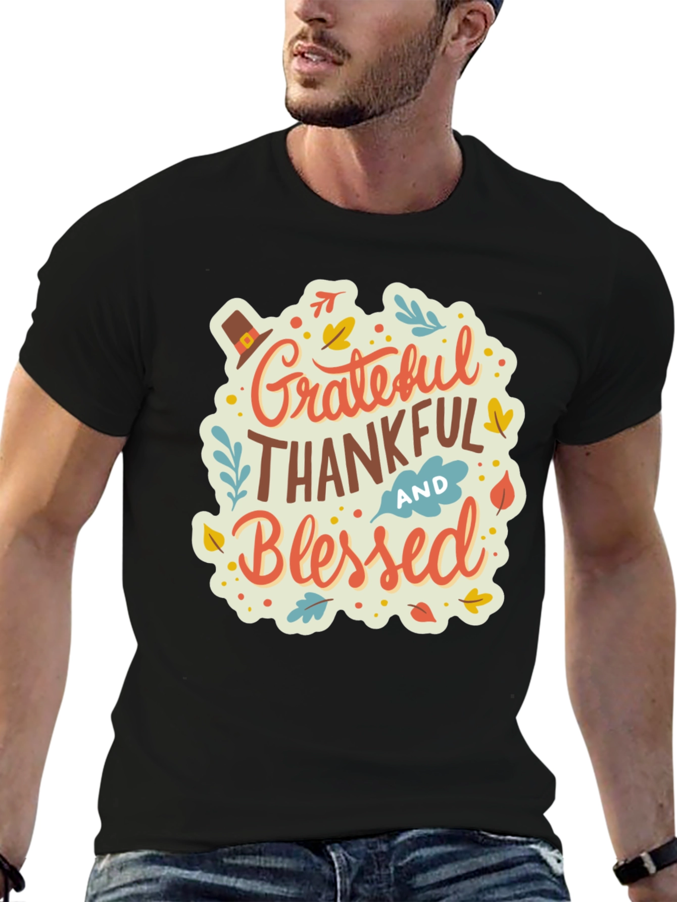 Grateful Thankful Blessed Thanksgiving T-Shirt