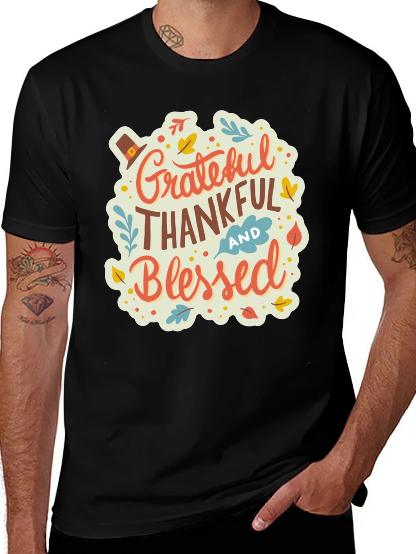 Grateful Thankful Blessed Thanksgiving T-Shirt