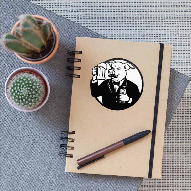 Mr Pig With Beer Mug and Cash Retro