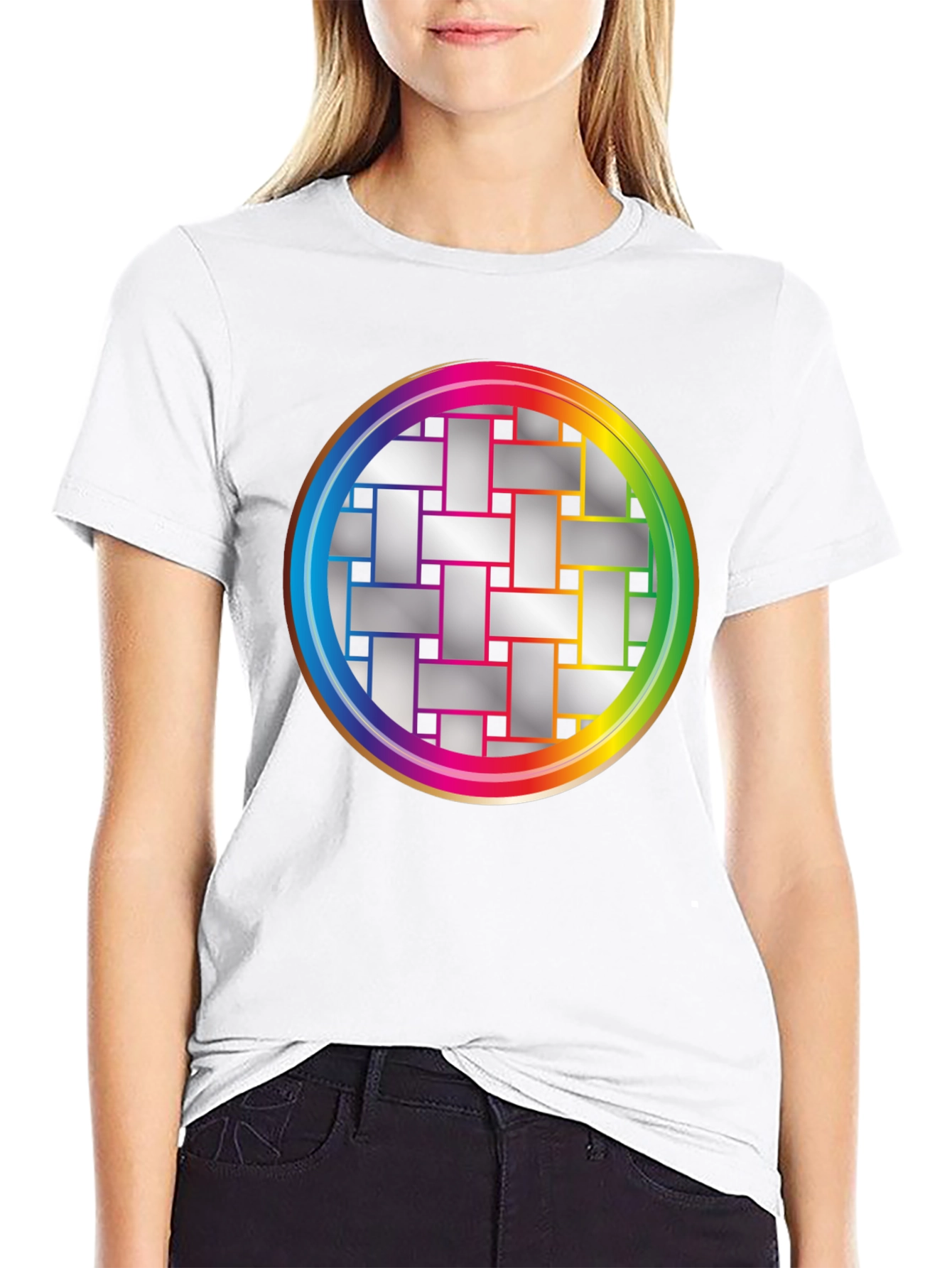 Geometric Woven Pattern Graphic Tee