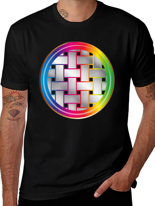 Geometric Woven Pattern Graphic Tee