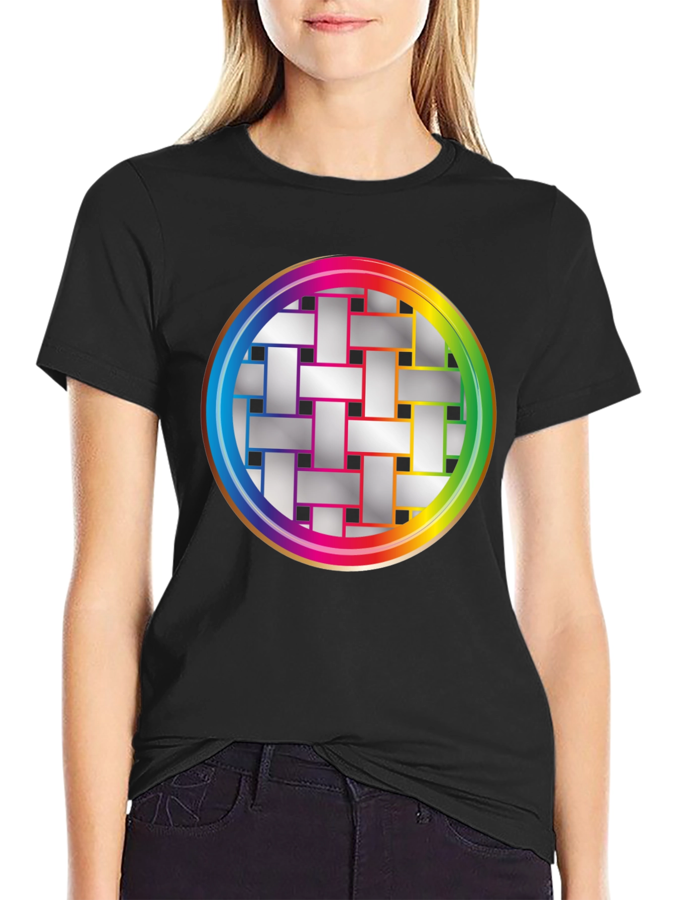 Geometric Woven Pattern Graphic Tee