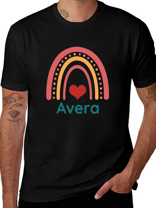 Avera Rainbow Heart Graphic Tee - Black Cotton Blend