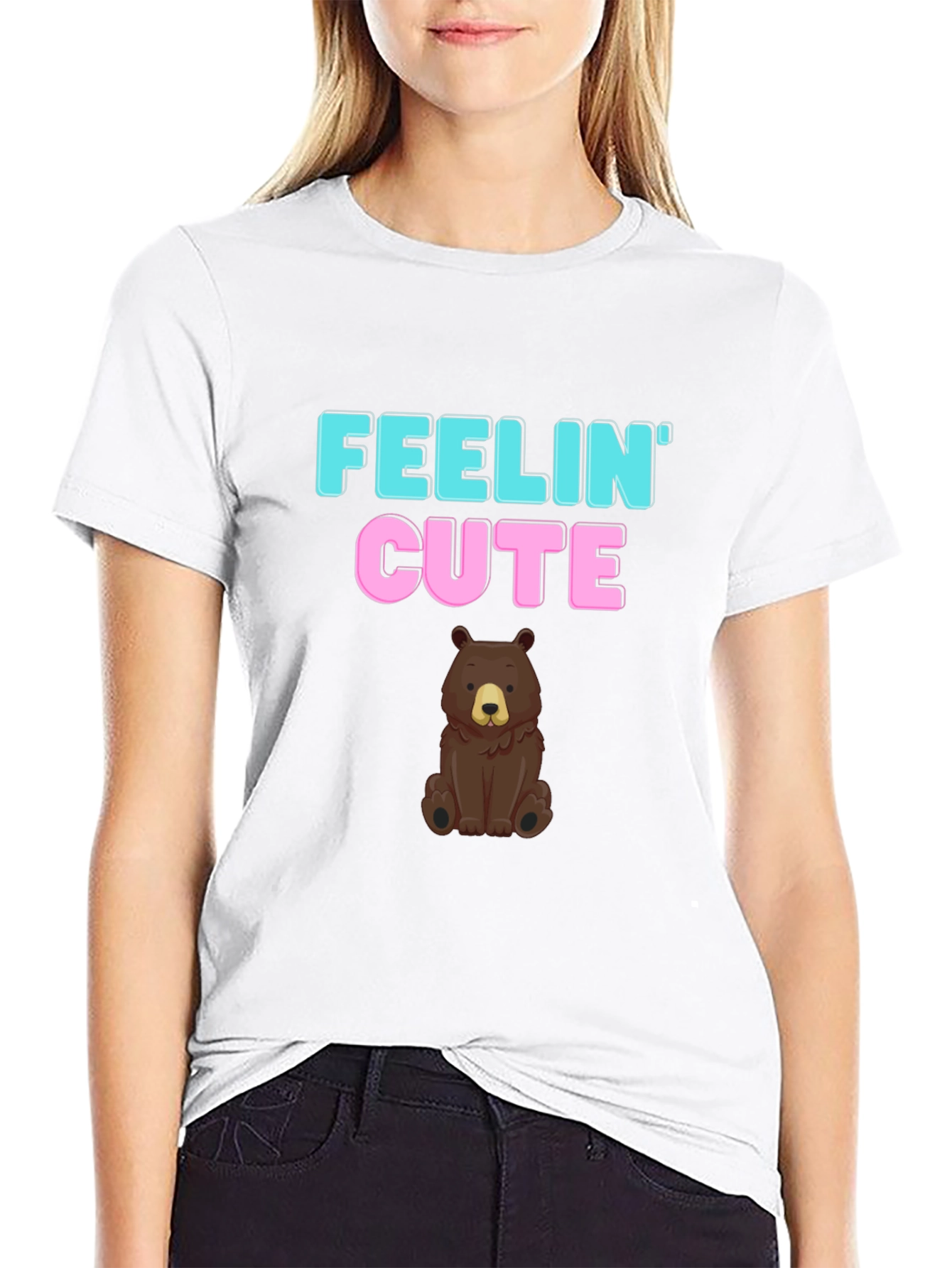 Feelin Cute Bear Graphic T-Shirt - Fun & Casual