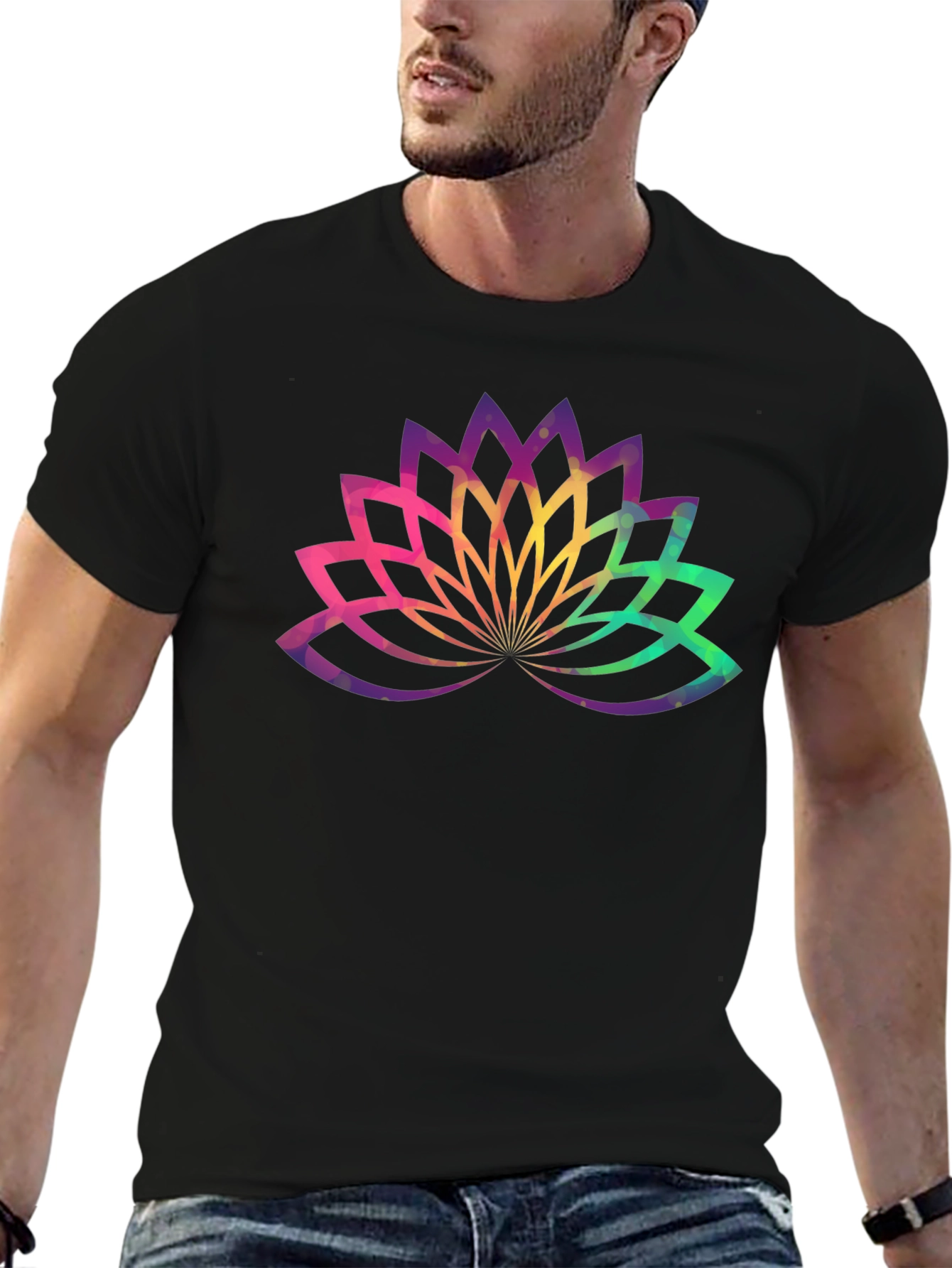 Lotus Flower Graphic Tee - Black