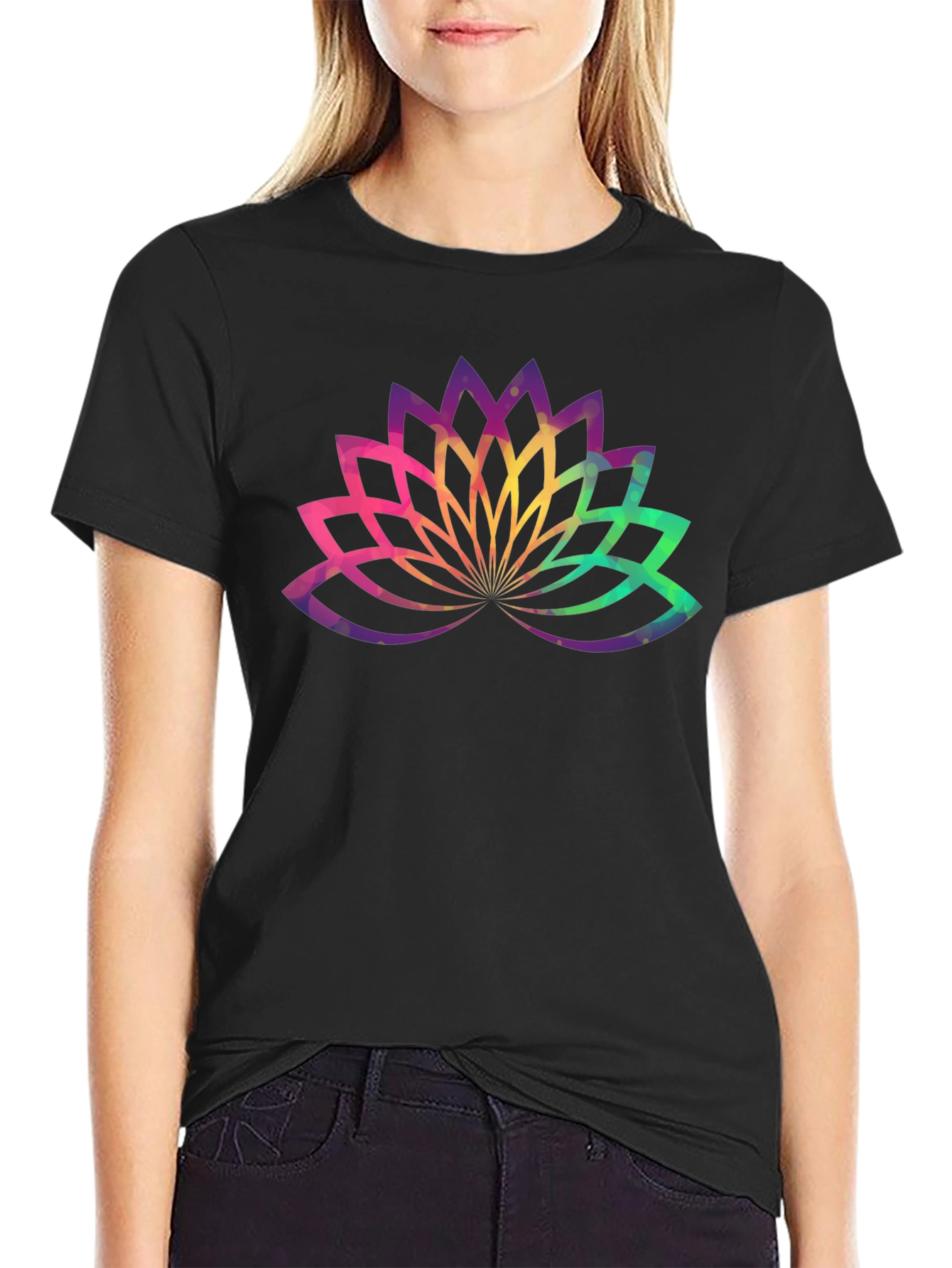Lotus Flower Graphic Tee - Black