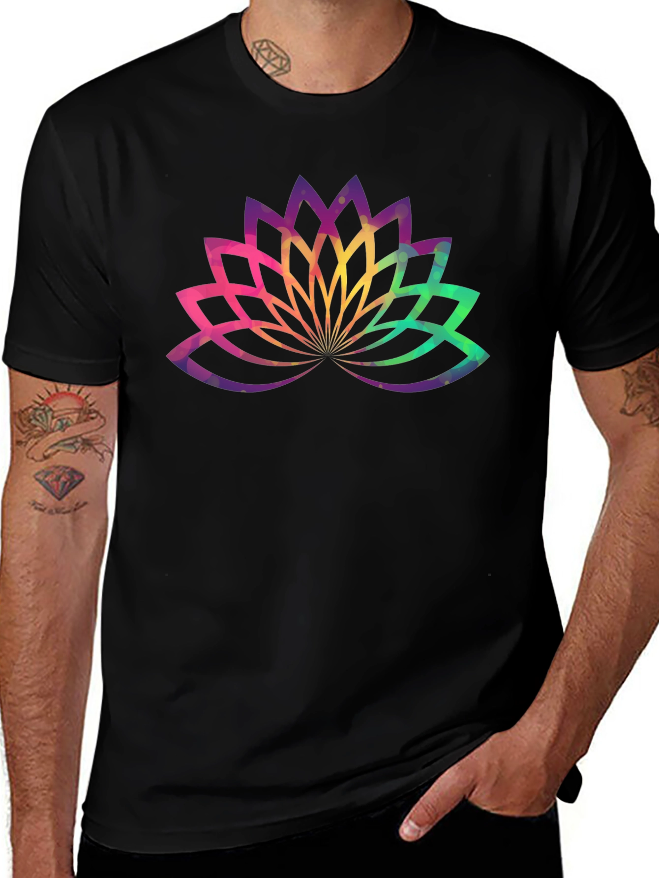 Lotus Flower Graphic Tee - Black