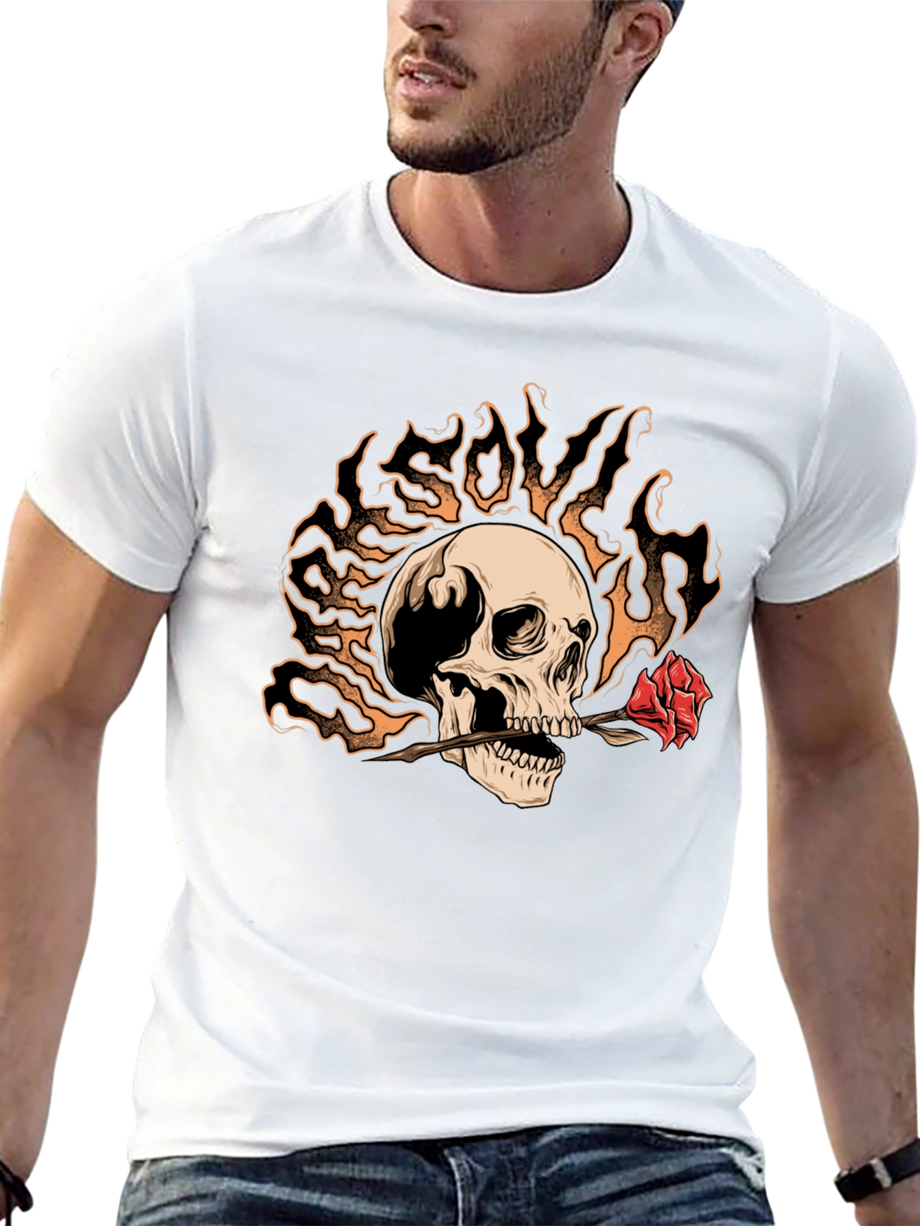 Skull & Rose Graphic Tee - Edgy Style