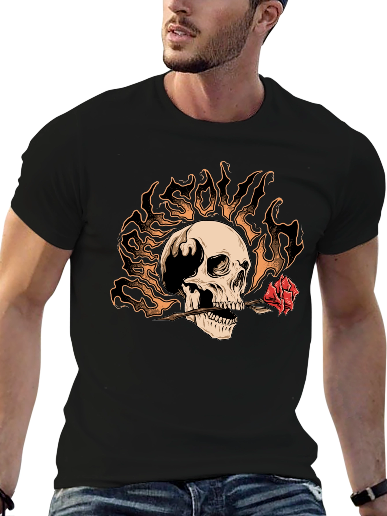 Skull & Rose Graphic Tee - Edgy Style
