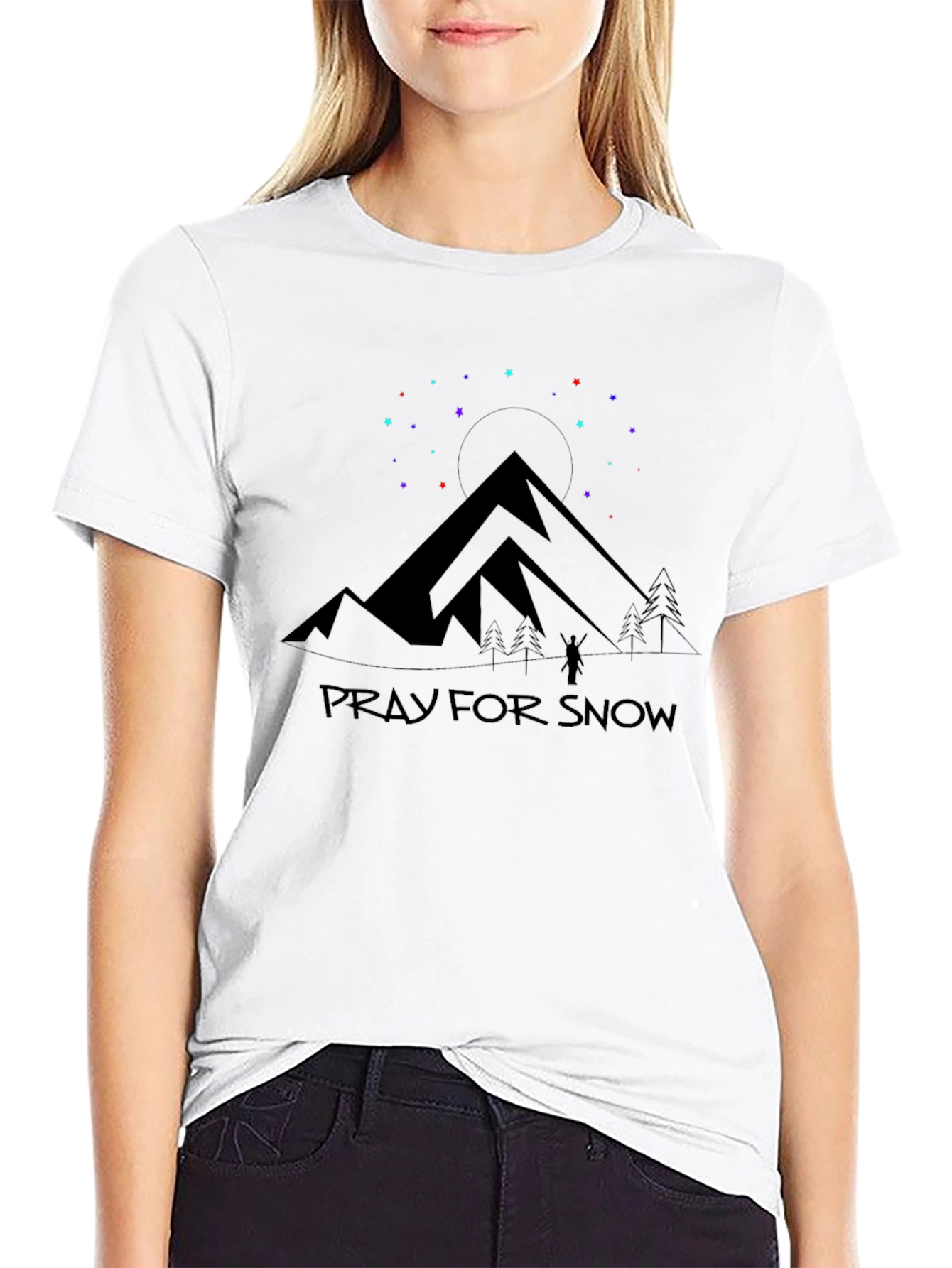 Pray For Snow Mountain Graphic T-Shirt