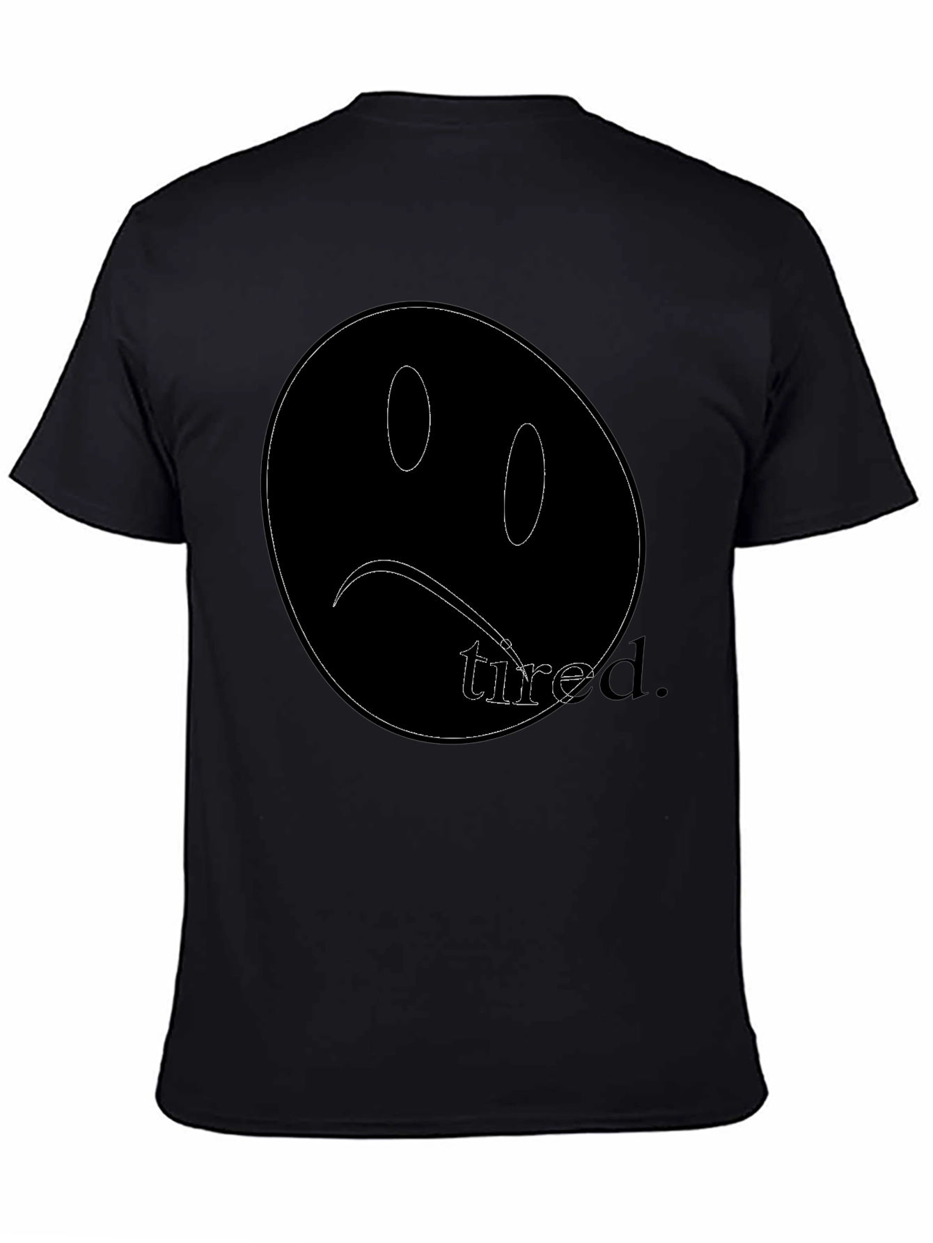 Sad Face Tired Graphic Black T-Shirt
