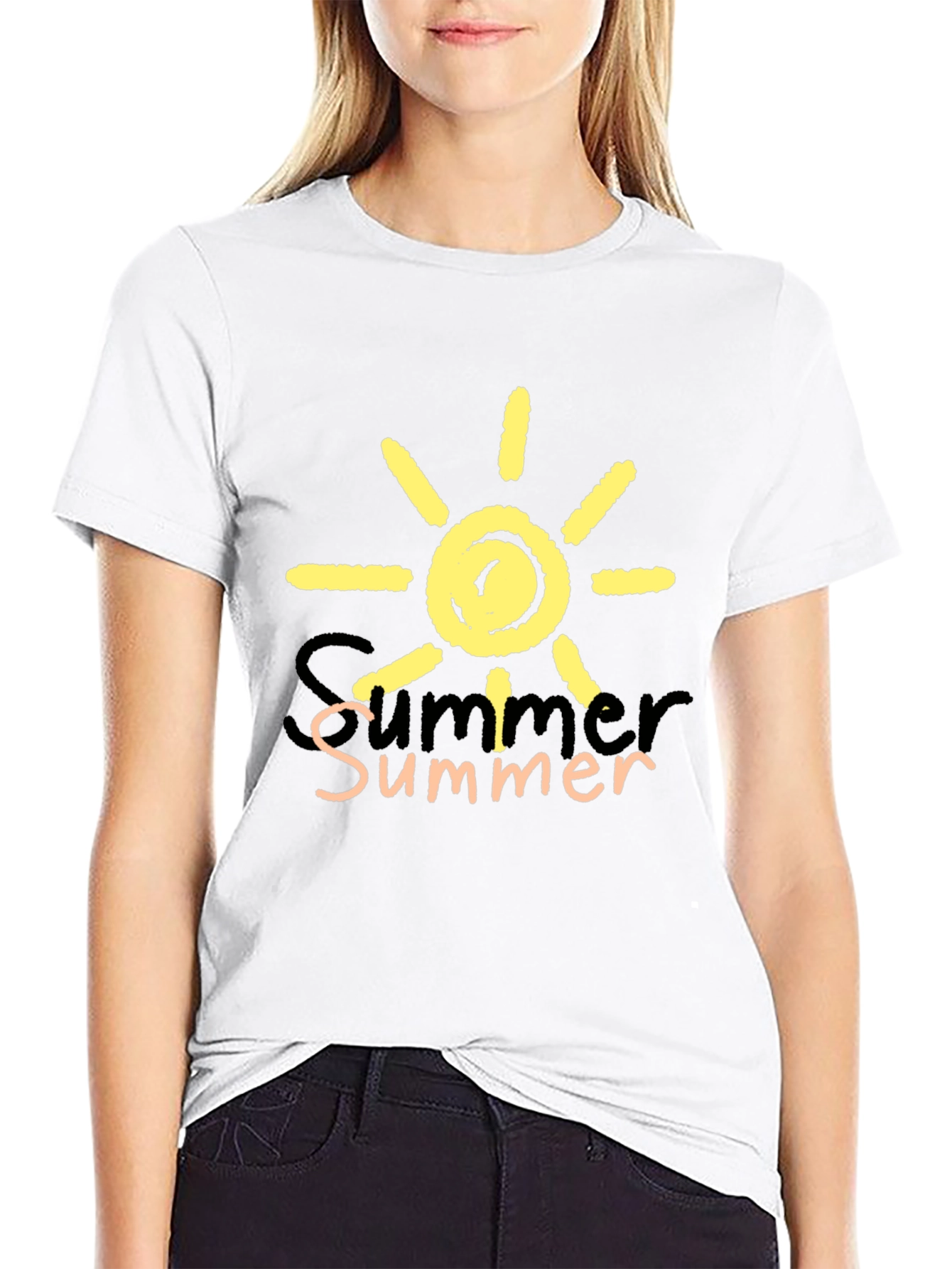 Summer Sun Graphic Print Black T-Shirt